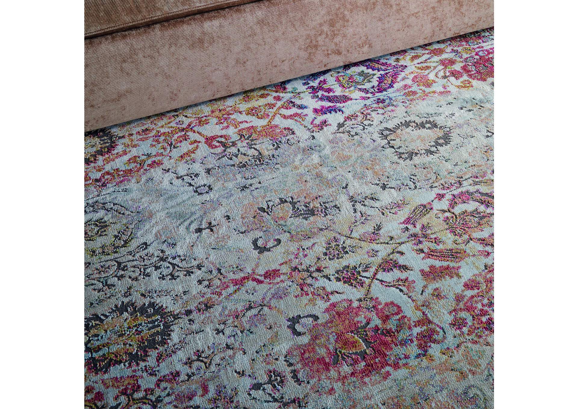 Nourison Ankara Global ANR06 White and Orange 8'x10' Large Low-pile Rug,Nourison