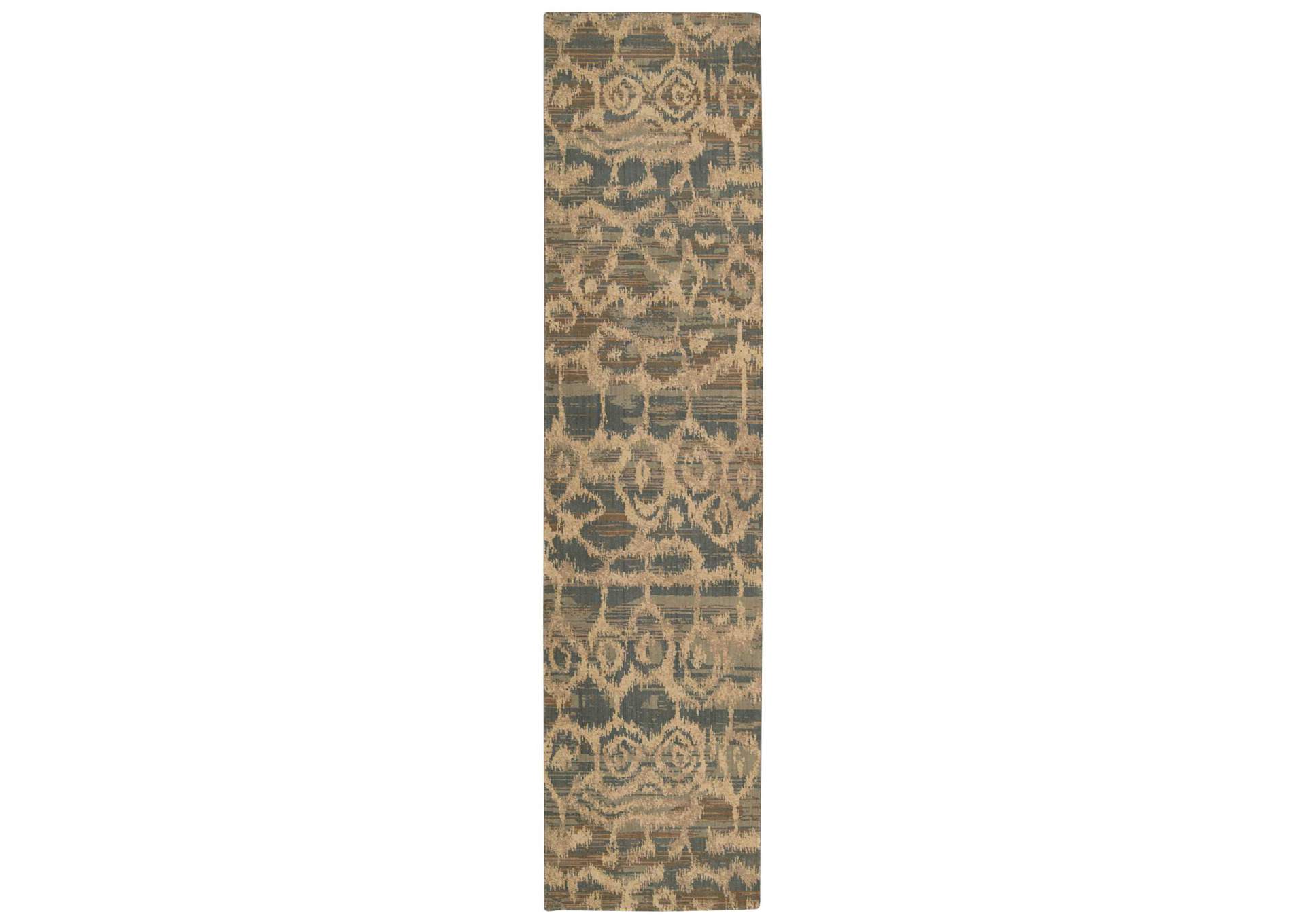 Nourison Silken Allure SLK10 Blue 10' Runner Hallway Rug,Nourison