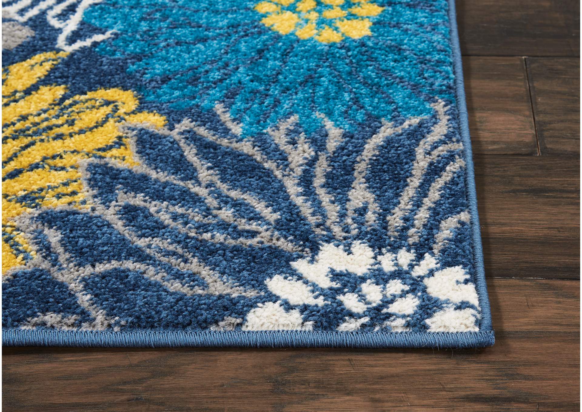 Nourison Passion PSN17 Blue 6' Runner Hallway Rug,Nourison