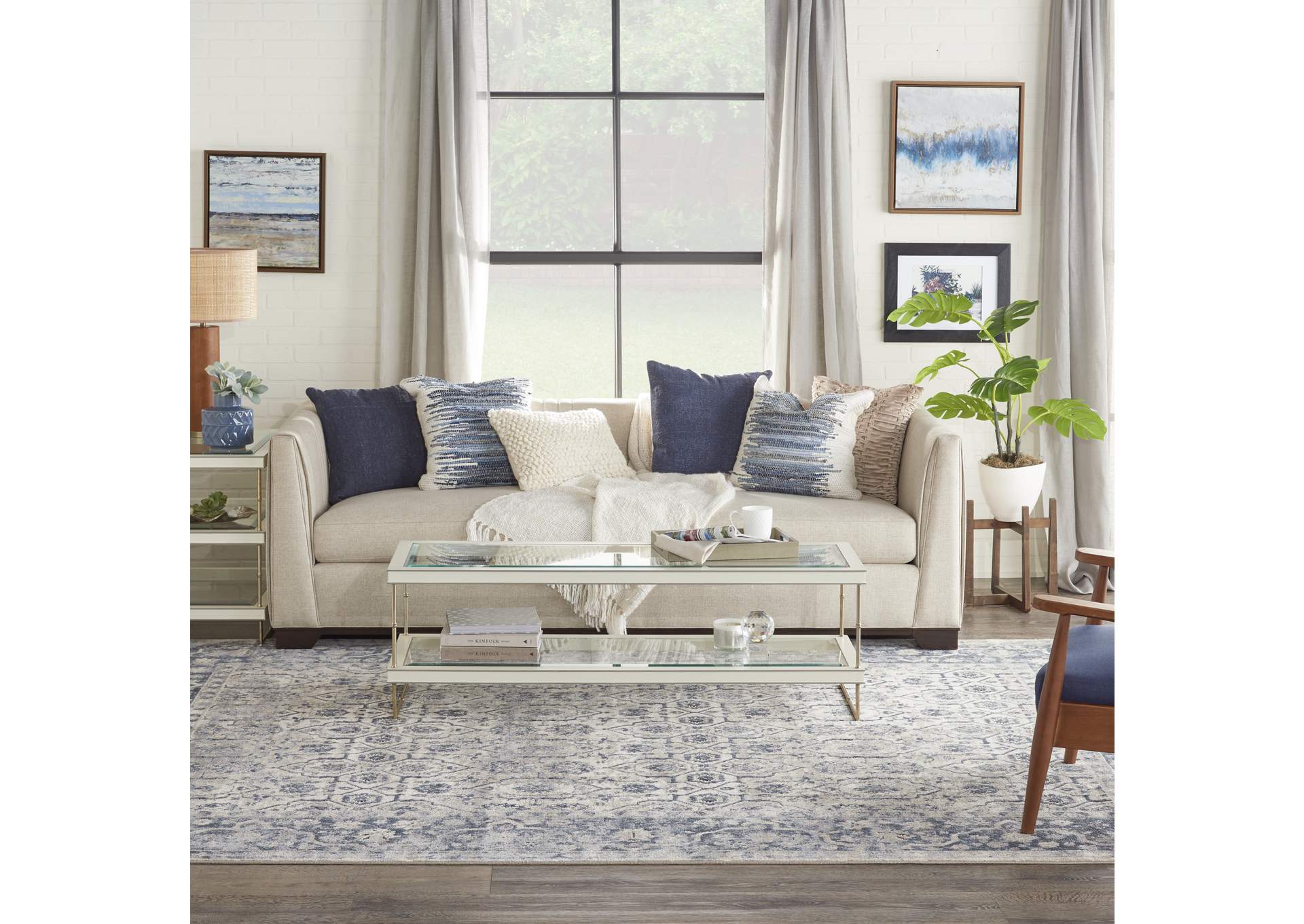 kathy ireland Home Malta MAI04 Blue and Ivory 8'x11' Rug,Nourison