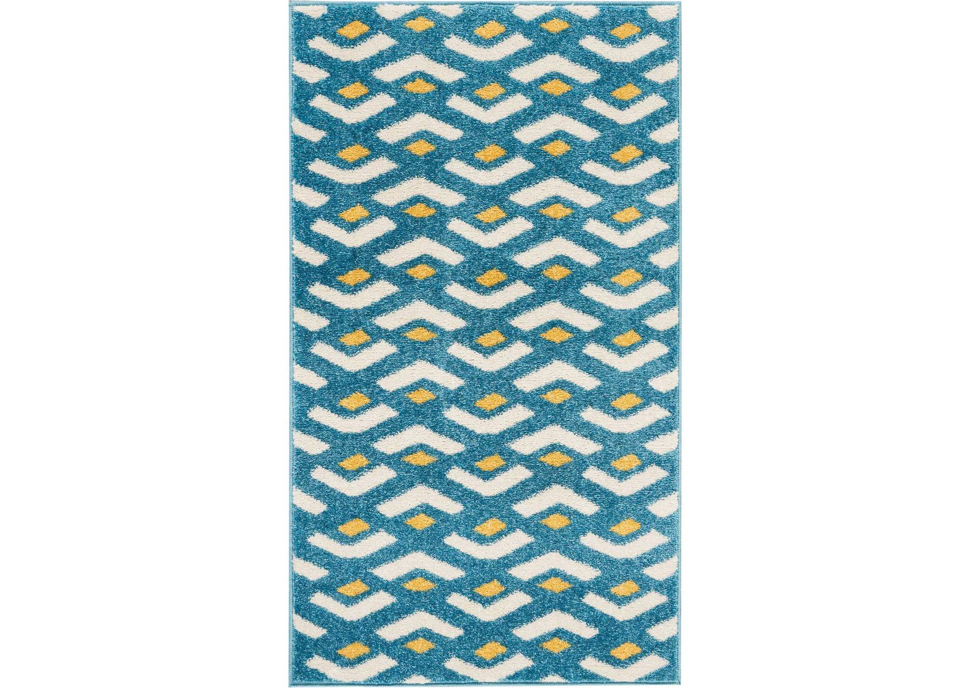 Nourison Harper 2' X 4' Blue Retro Area Rug,Nourison