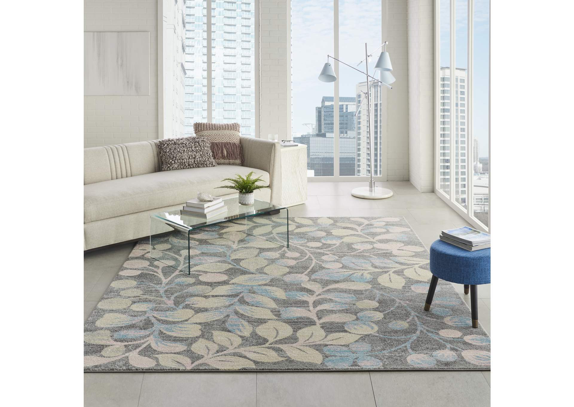 Nourison Tranquil TRA03 Beige and Grey 8'x10' Large Rug,Nourison