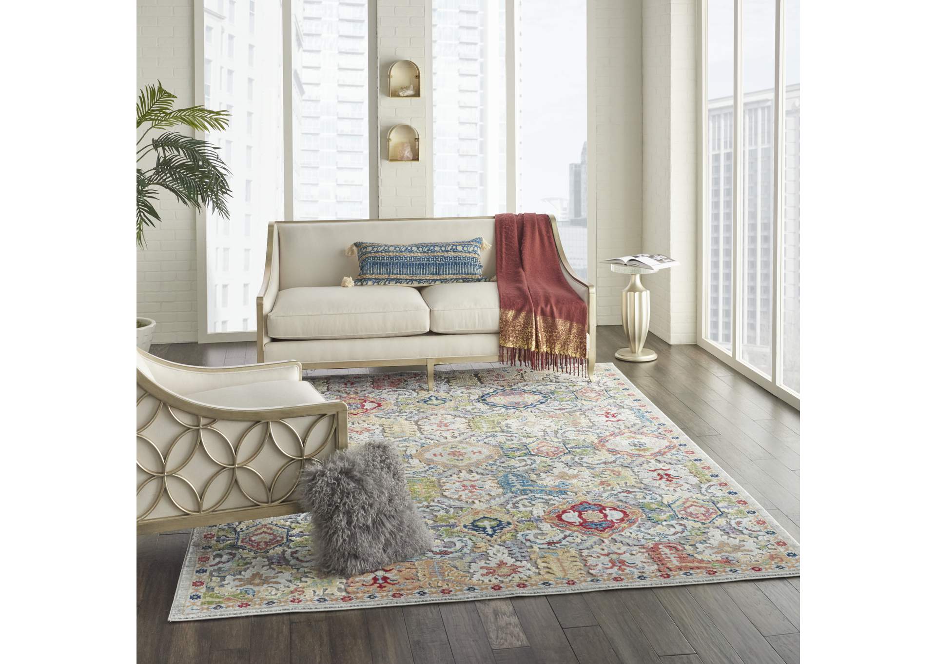 Nourison Ankara Global ANR12 Grey Multicolor 9'x12' Oversized Textured Rug,Nourison