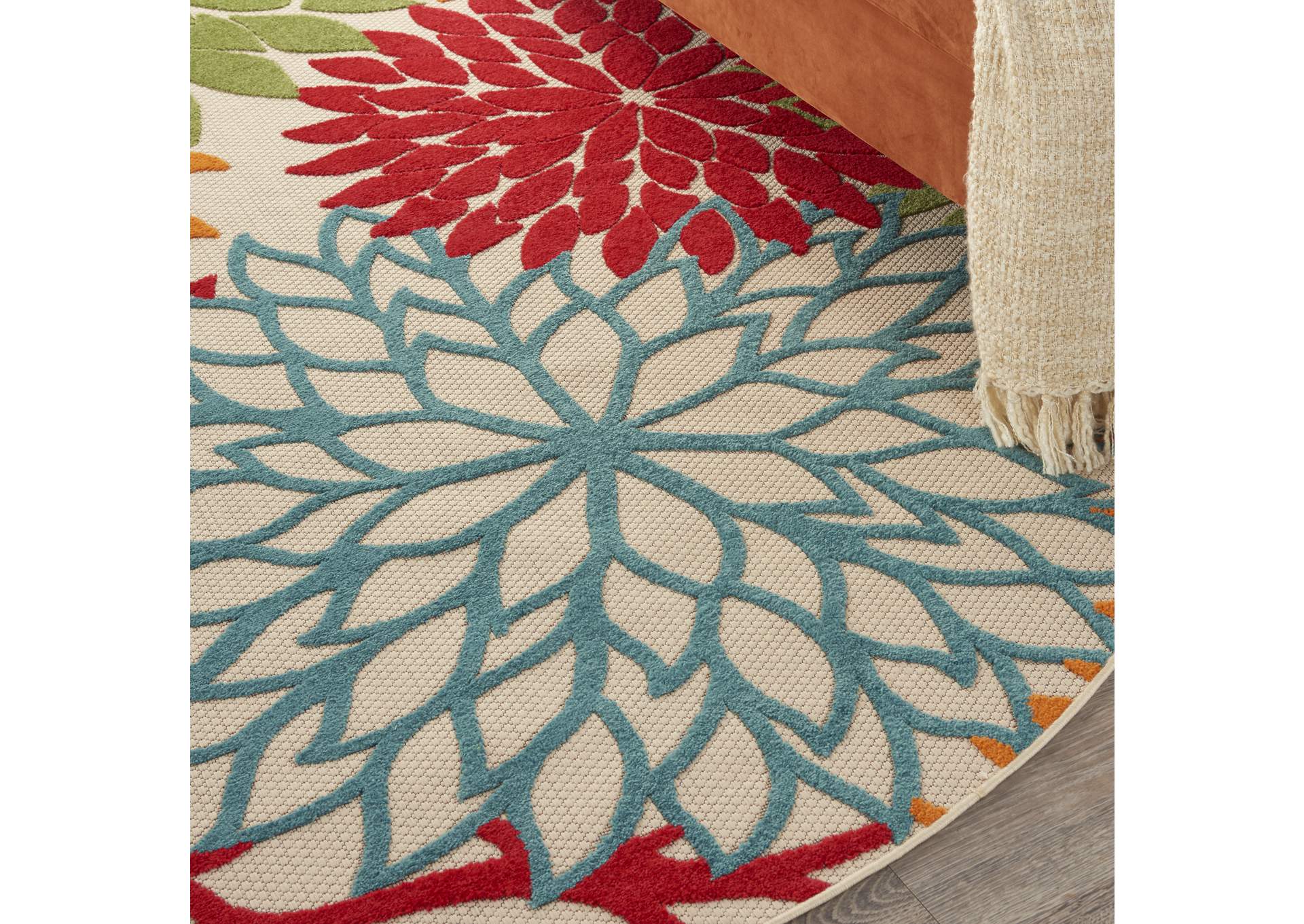 Nourison Aloha ALH05 Green 8' Round Large Indoor-outdoor Rug,Nourison