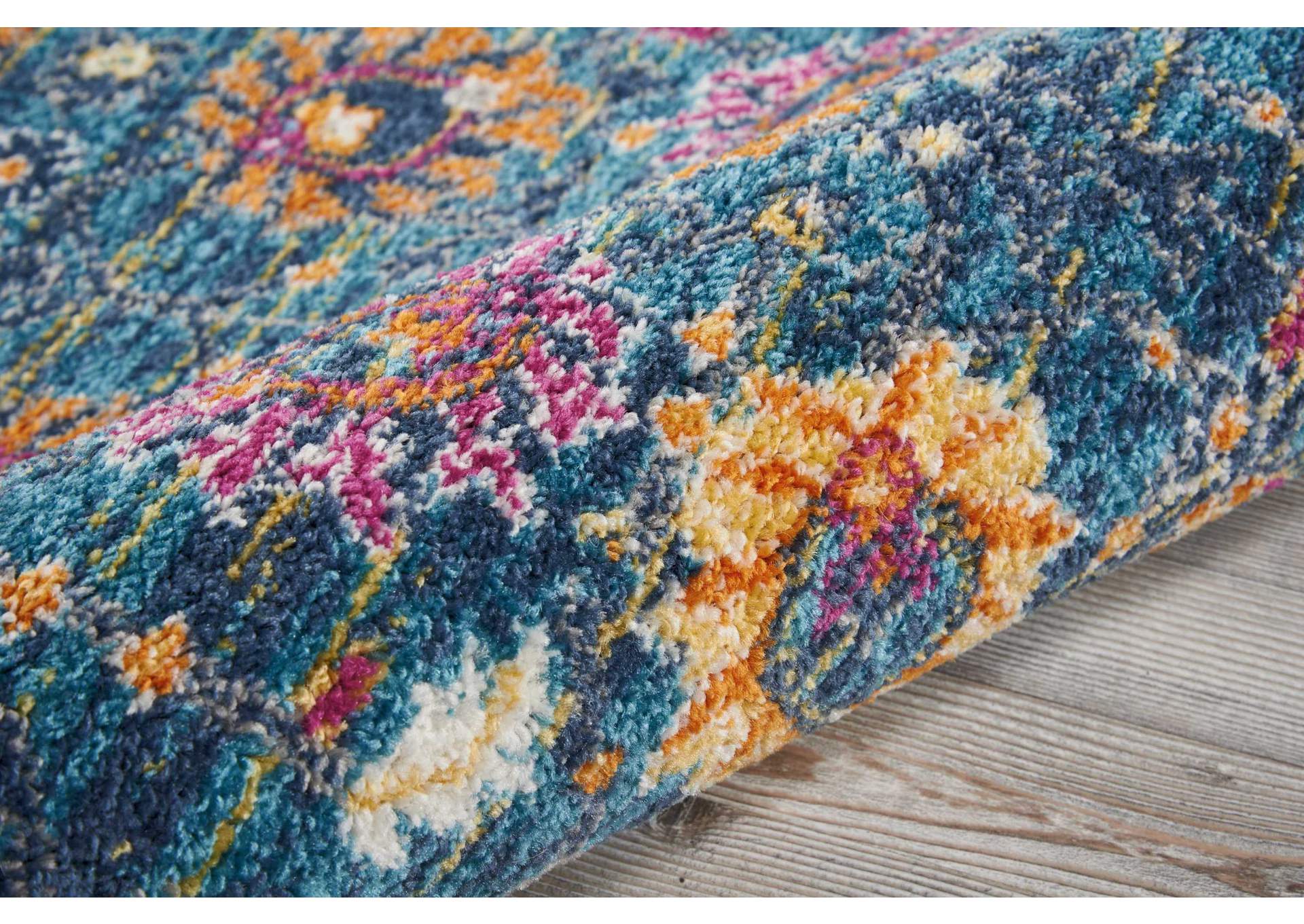 Nourison Passion PSN01 Blue Multicolor 8' Runner Hallway Rug,Nourison