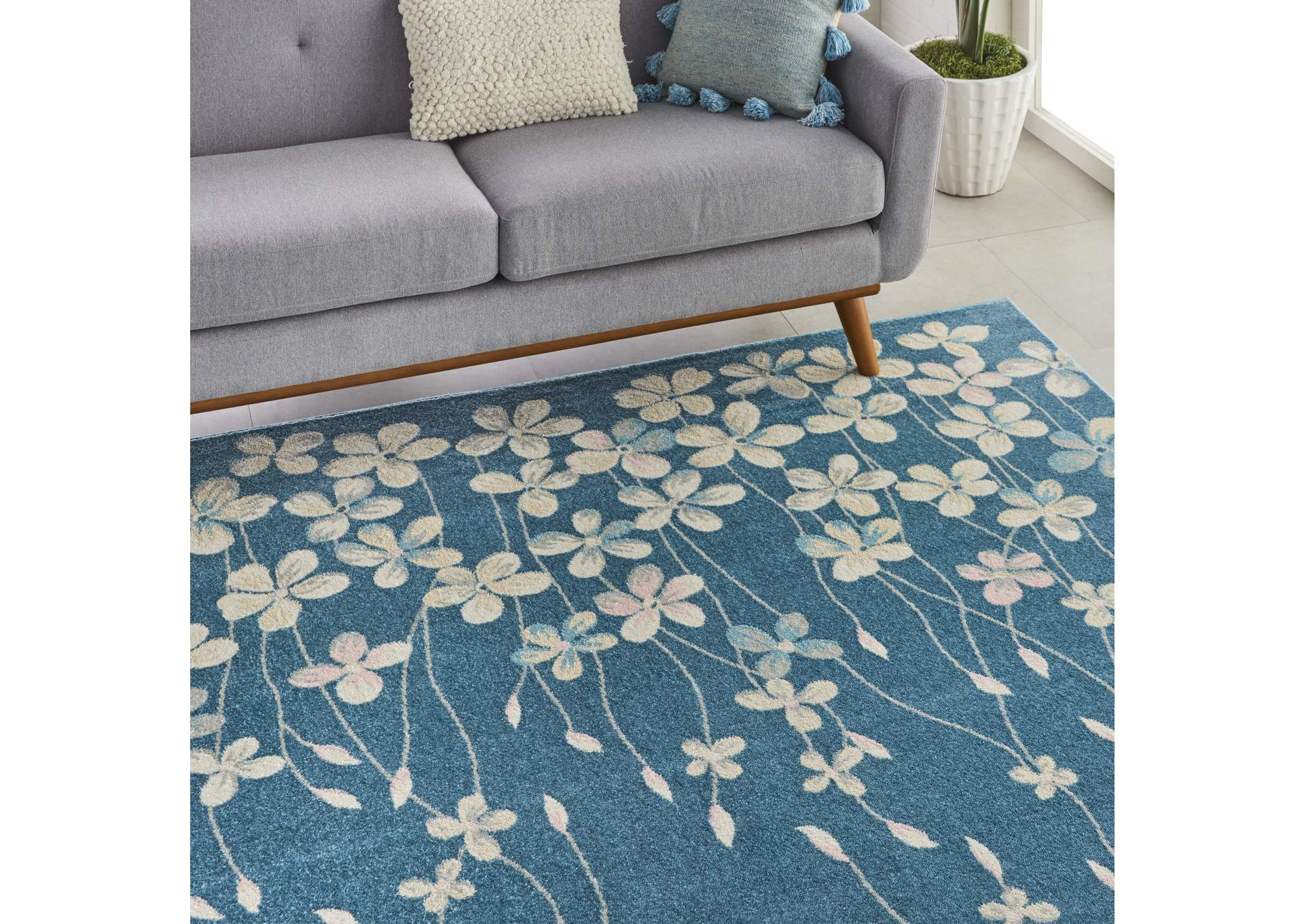 Nourison Tranquil TRA04 Turquoise Blue 8'x10' Large Rug,Nourison
