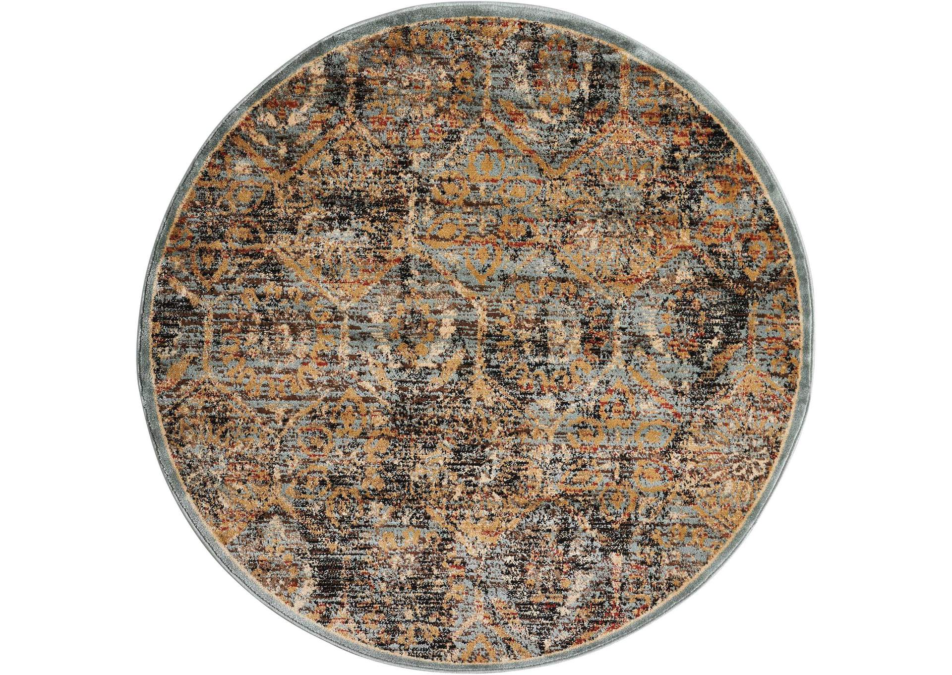 Nourison Delano DEL06 Blue 5' Round Area Rug,Nourison