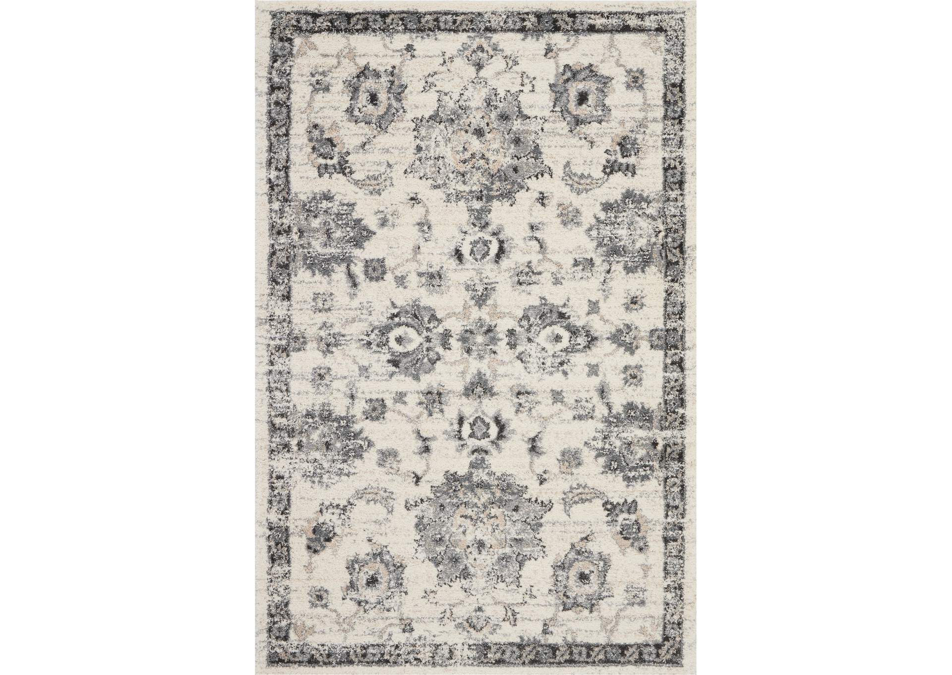 Nourison Fusion FSS15 Cream and Grey 4'x6' Vintage Area Rug,Nourison