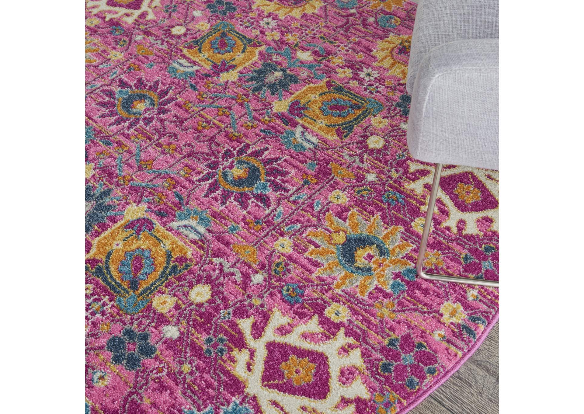 Nourison Passion PSN01 Pink 5' Round Rug,Nourison