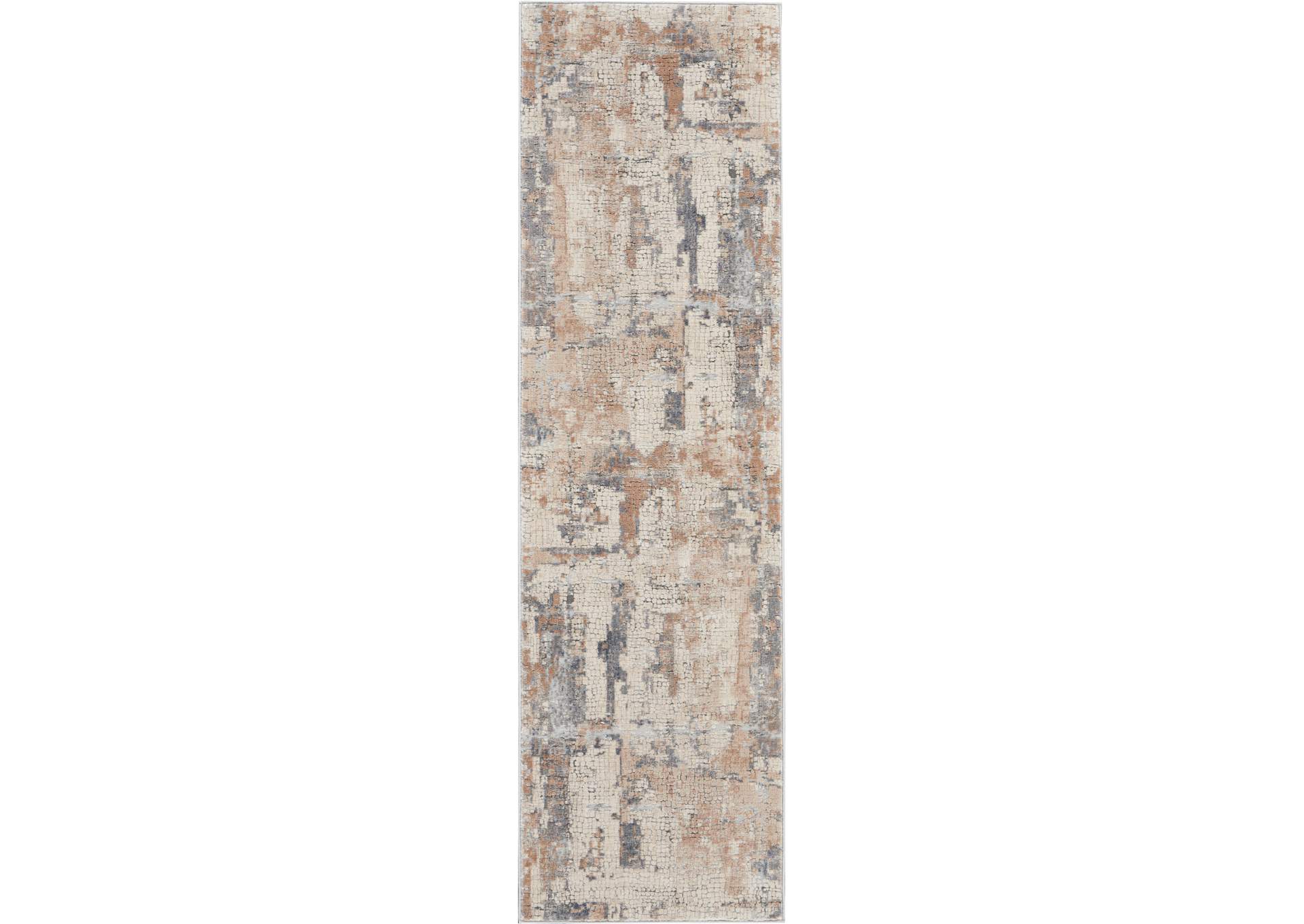 Nourison Rustic Textures RUS06 Beige and Grey 8' Runner Hallway Rug,Nourison