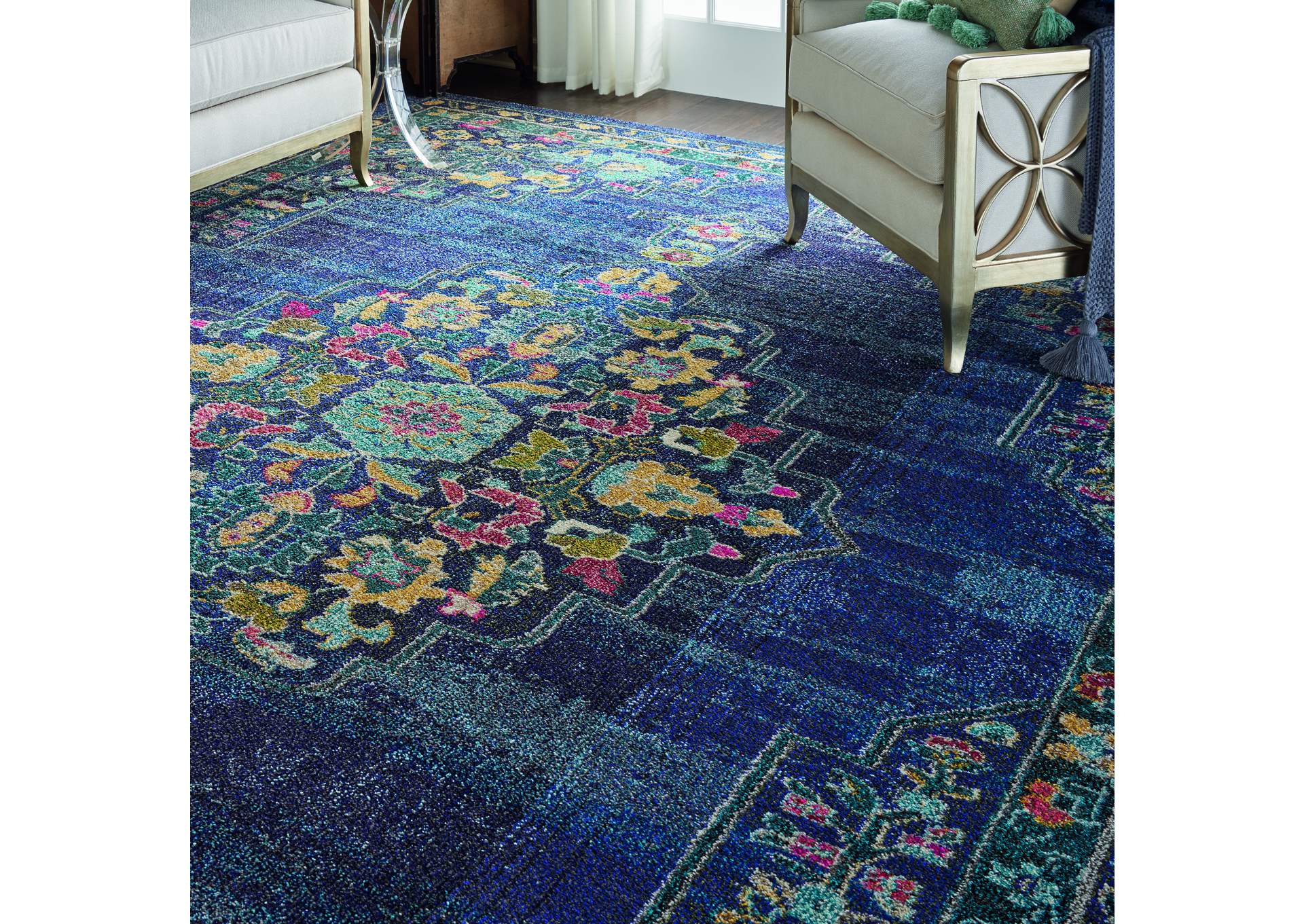 Nourison Passionate PST01 Dark Blue Multicolor 9'x12' Oversized Rug,Nourison