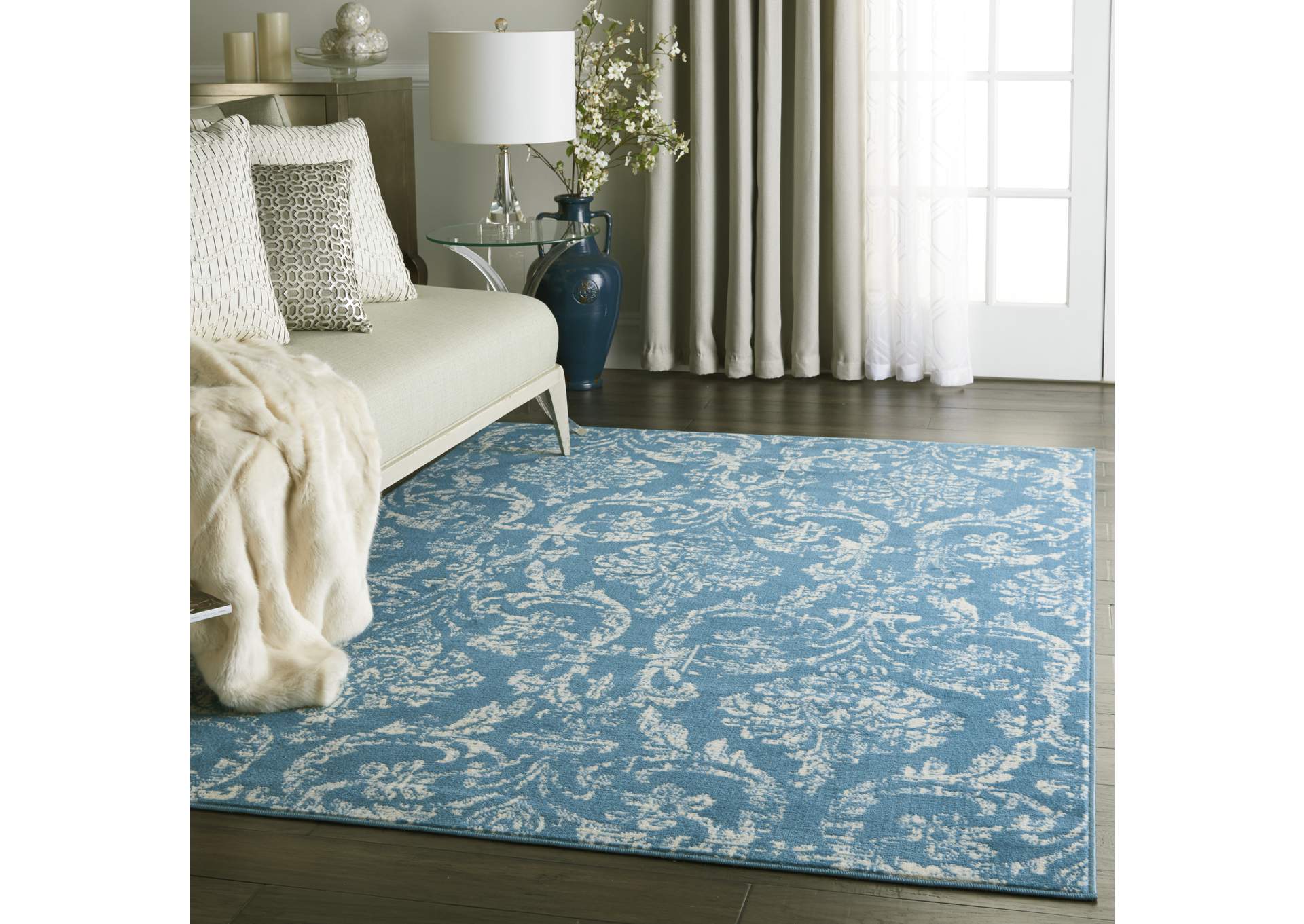 Nourison Jubilant JUB09 Blue 6'x9' Farmhouse Area Rug,Nourison