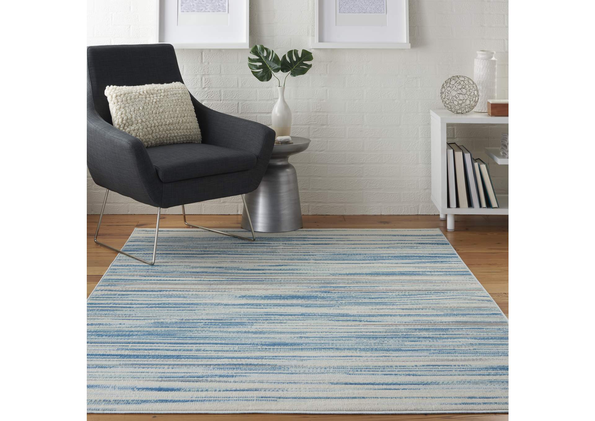 Nourison Jubilant JUB04 Teal Blue and White 6'x9' Beach Area Rug,Nourison
