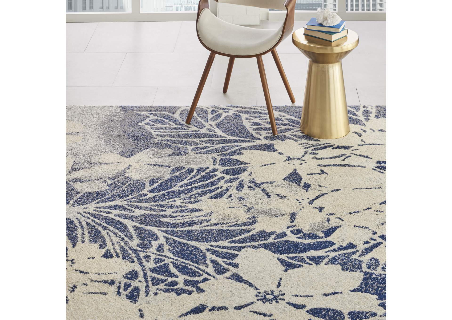 Nourison Tranquil TRA08 Navy Blue and Grey 9'x12' Oversized Rug,Nourison