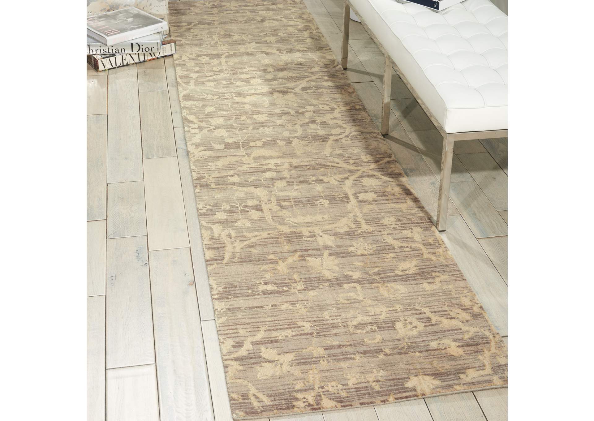 Nourison Silk Elements SKE22 Beige 10' Runner Hallway Rug,Nourison