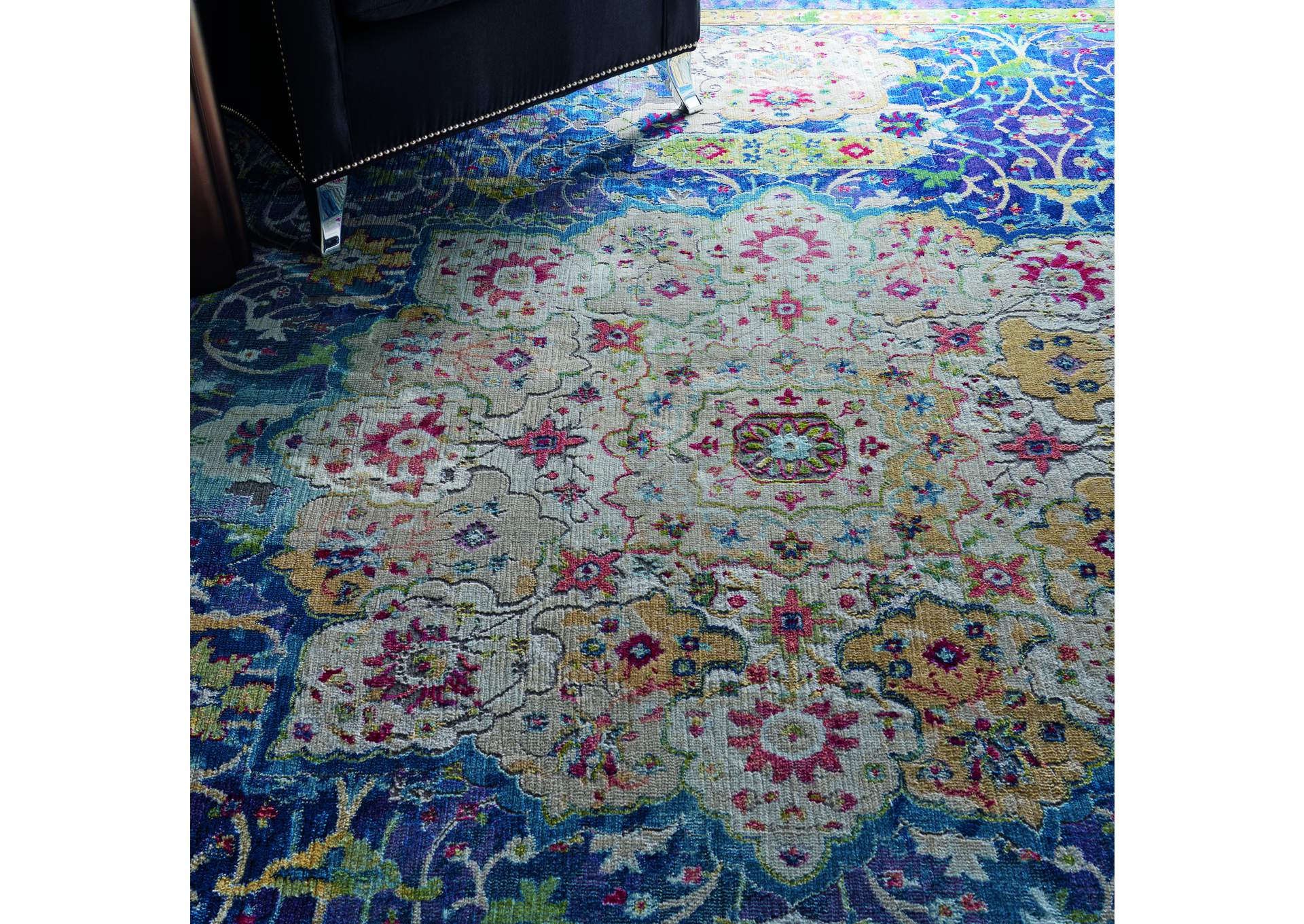 Nourison Ankara Global ANR03 Blue 9'x12' Oversized Low-pile Rug,Nourison