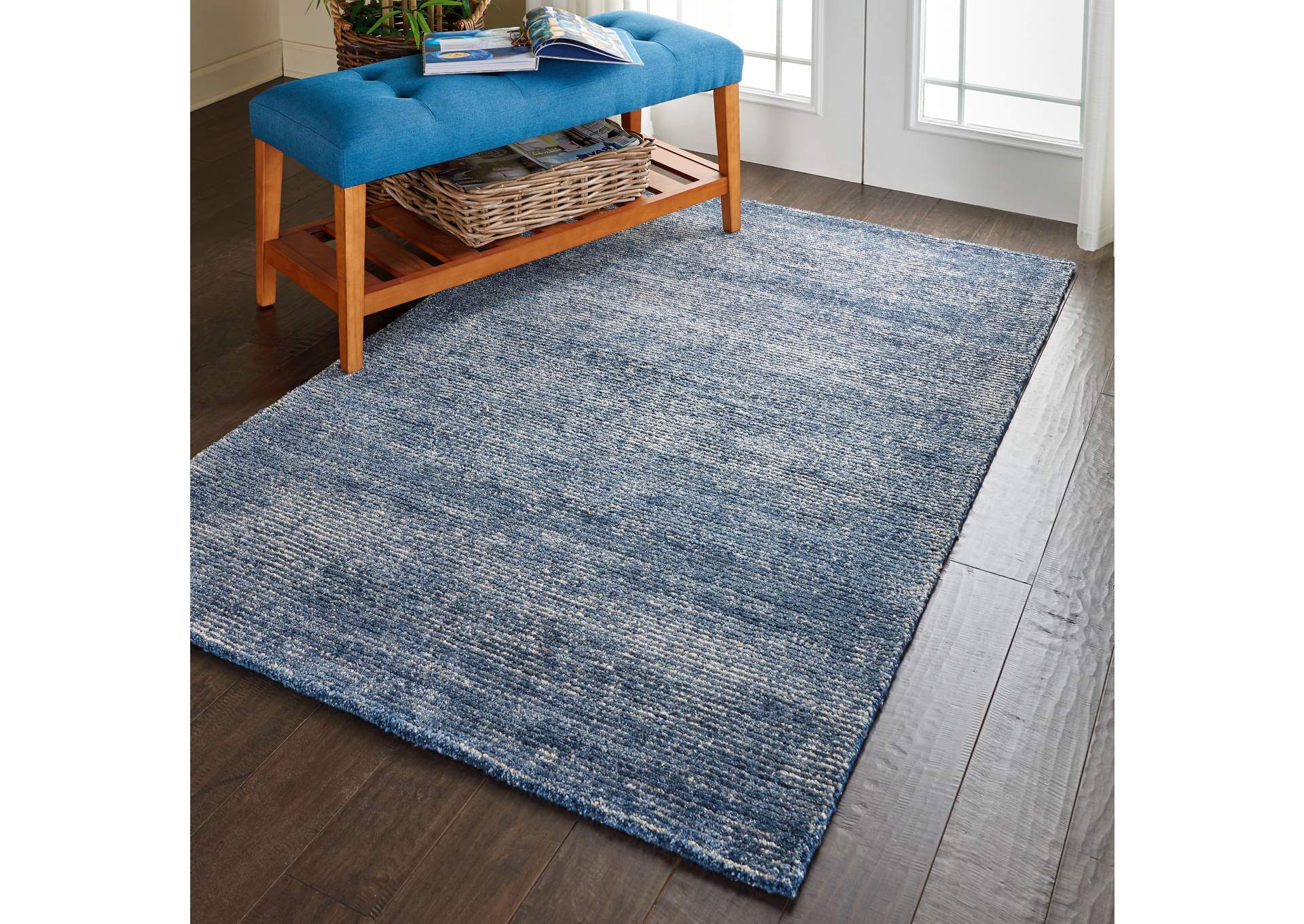 Nourison Weston WES01 Blue 4'x6' Contemporary Area Rug,Nourison