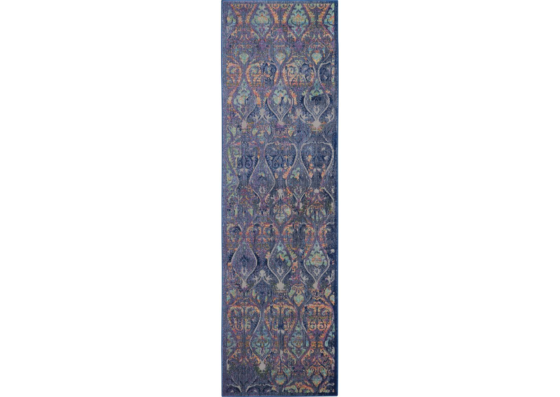 Nourison Ankara Global ANR08 Navy Blue Multicolor 6' Runner Low-pile Hallway Rug,Nourison