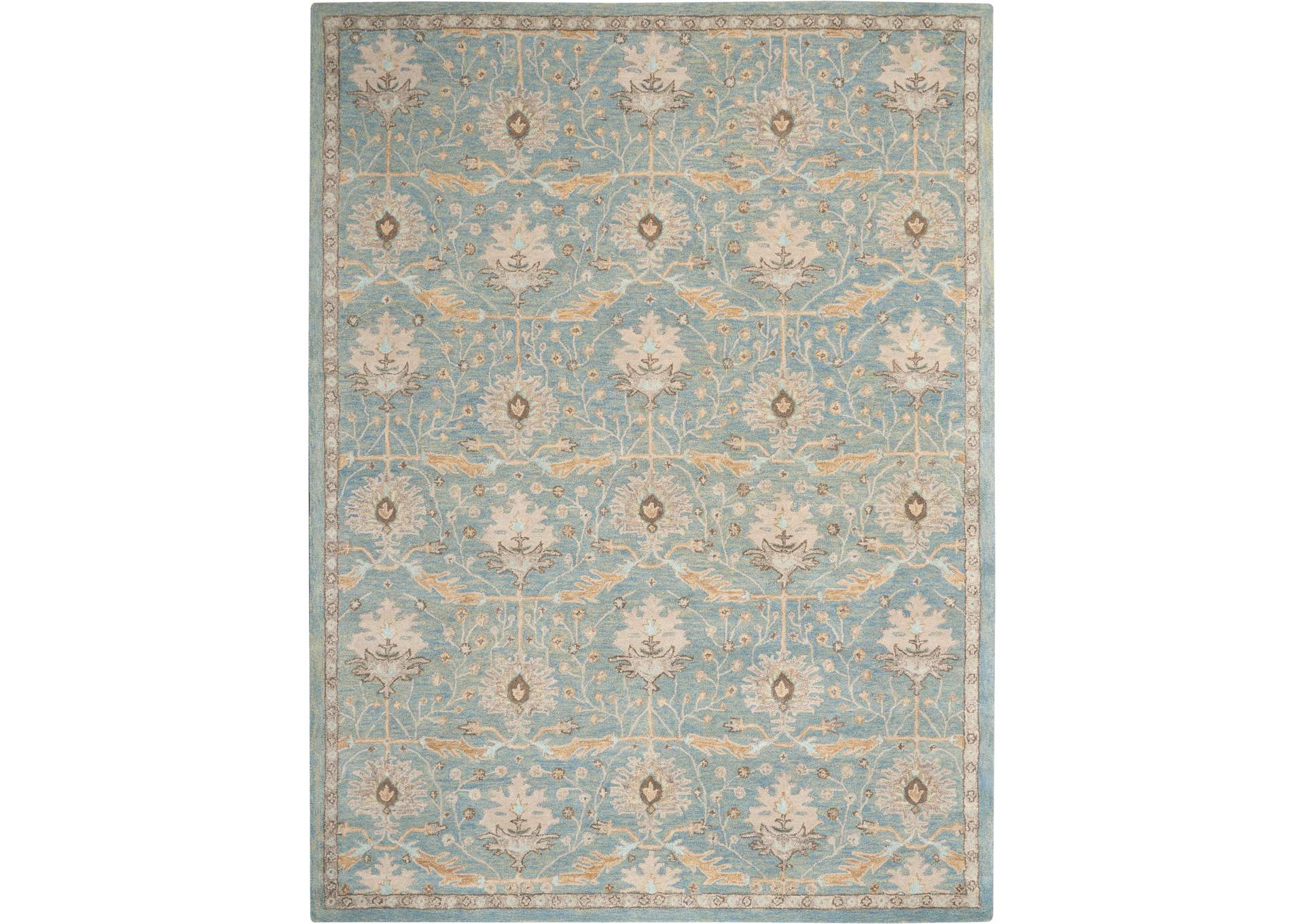 Nourison Jazmine JAZ02 Light Blue and Beige 9'x12' Oversized Wool Rug,Nourison