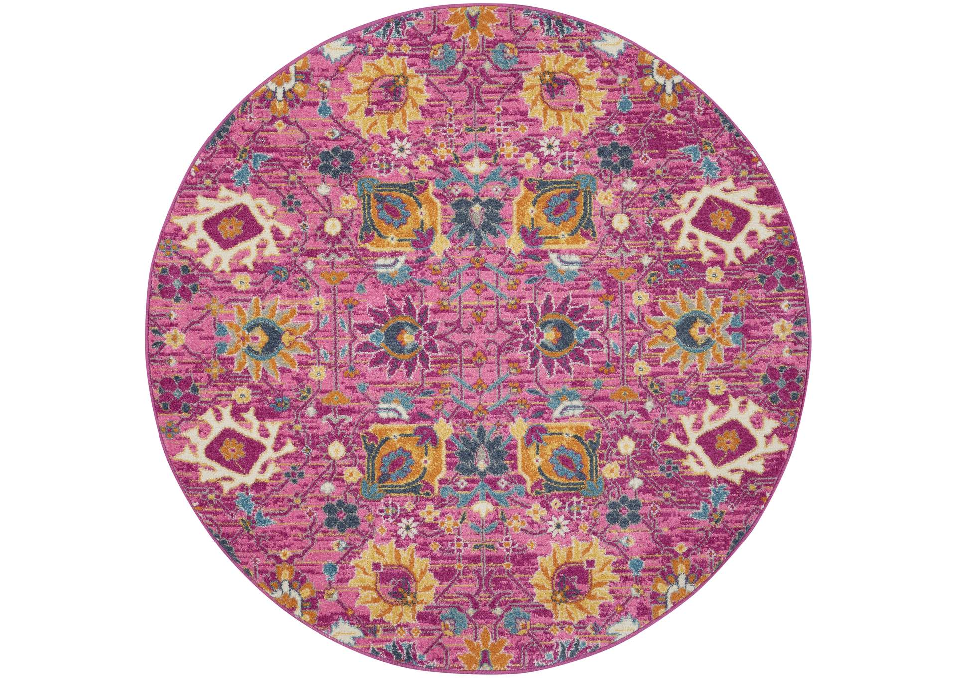 Nourison Passion PSN01 Pink 5' Round Rug,Nourison