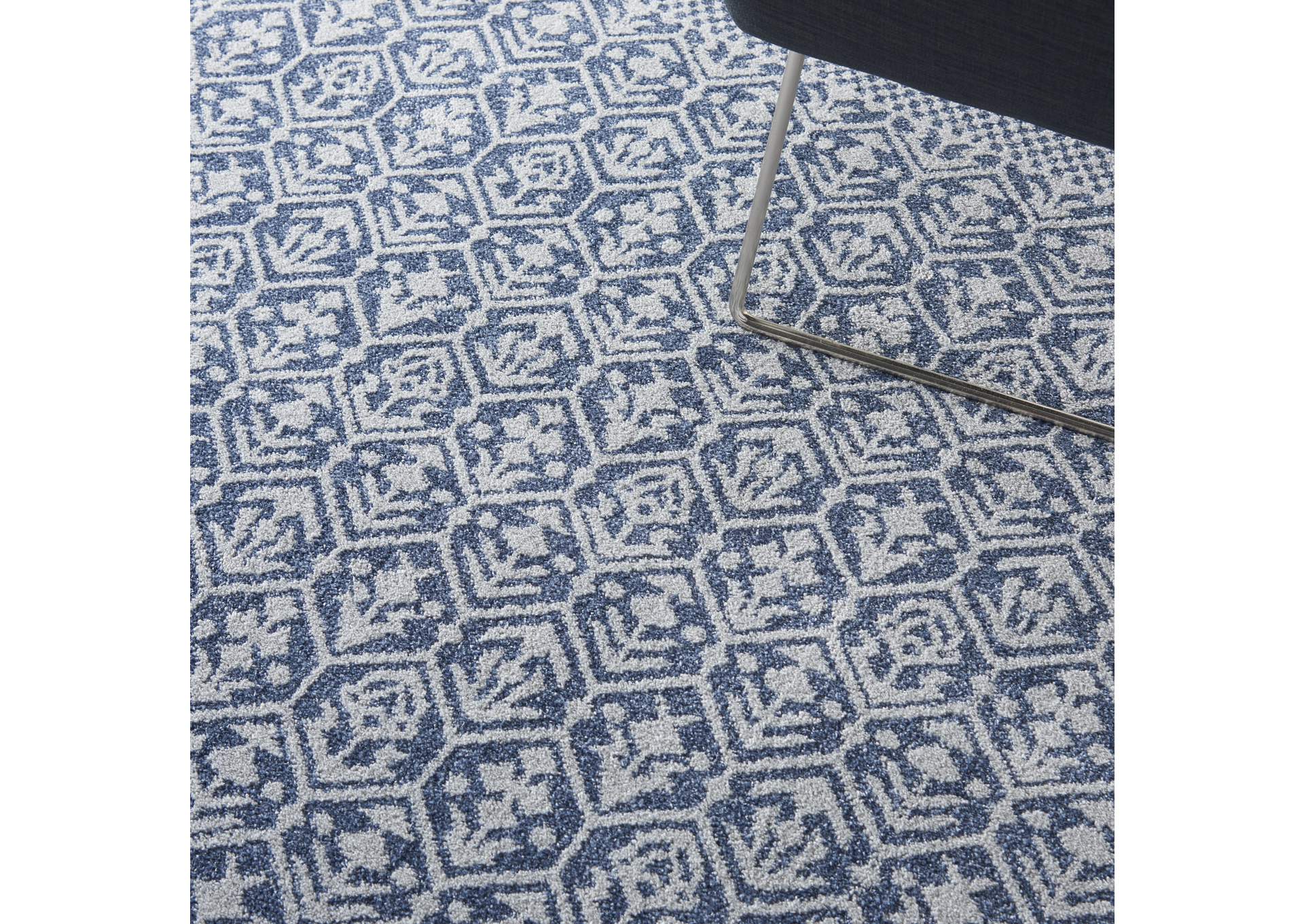 Nourison Palermo 7' x 10' Blue and Grey Distressed Bohemian Area Rug,Nourison