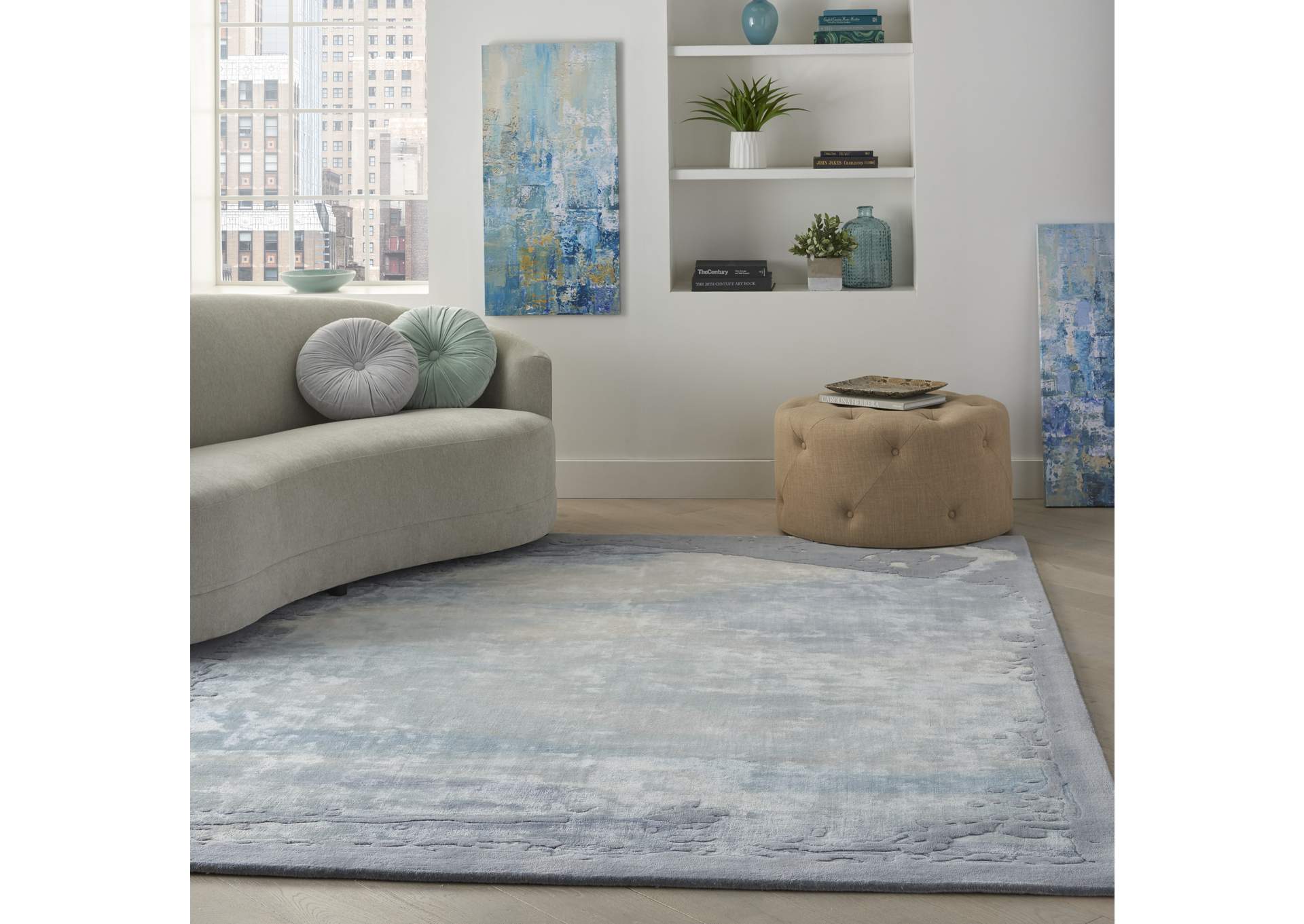 Nourison Prismatic 8'x10' Seafoam Silver Area Rug,Nourison