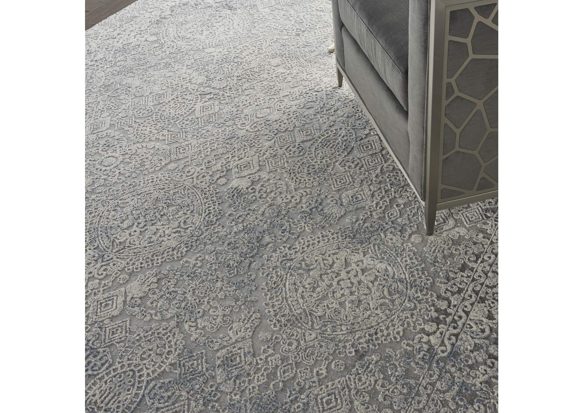 Nourison Rustic Textures RUS09 Ivory and Slate Blue 8'x11' Large Rug,Nourison
