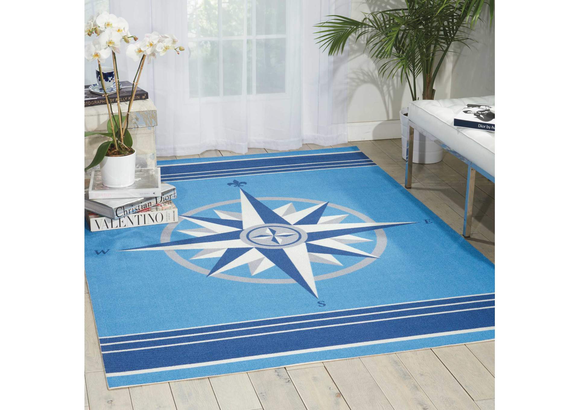 Waverly Sun N Shade SND45 Blue 10'x14' Rug,Nourison