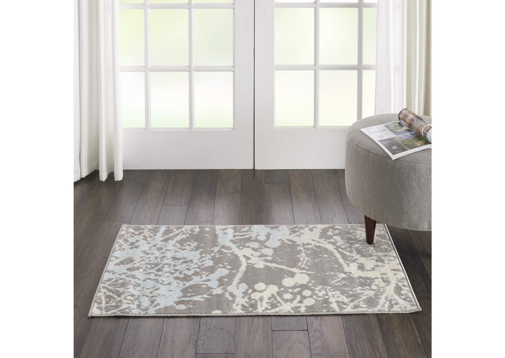 Nourison Jubilant 2' x 4' Small Grey and Blue Nature-inspired Area Rug,Nourison