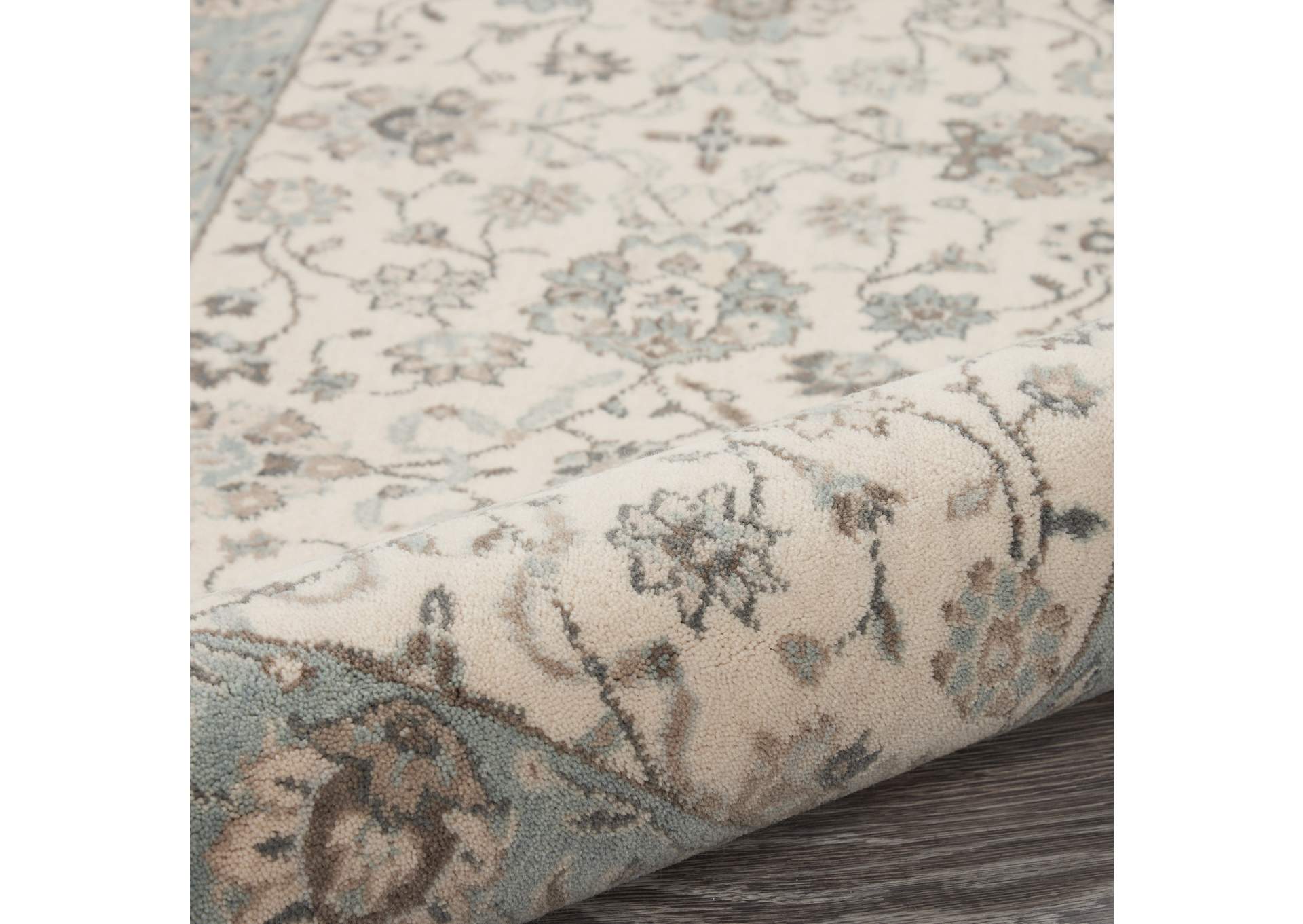 Nourison Living Treasures 3' x 4' Ivory and Aqua Area Rug,Nourison