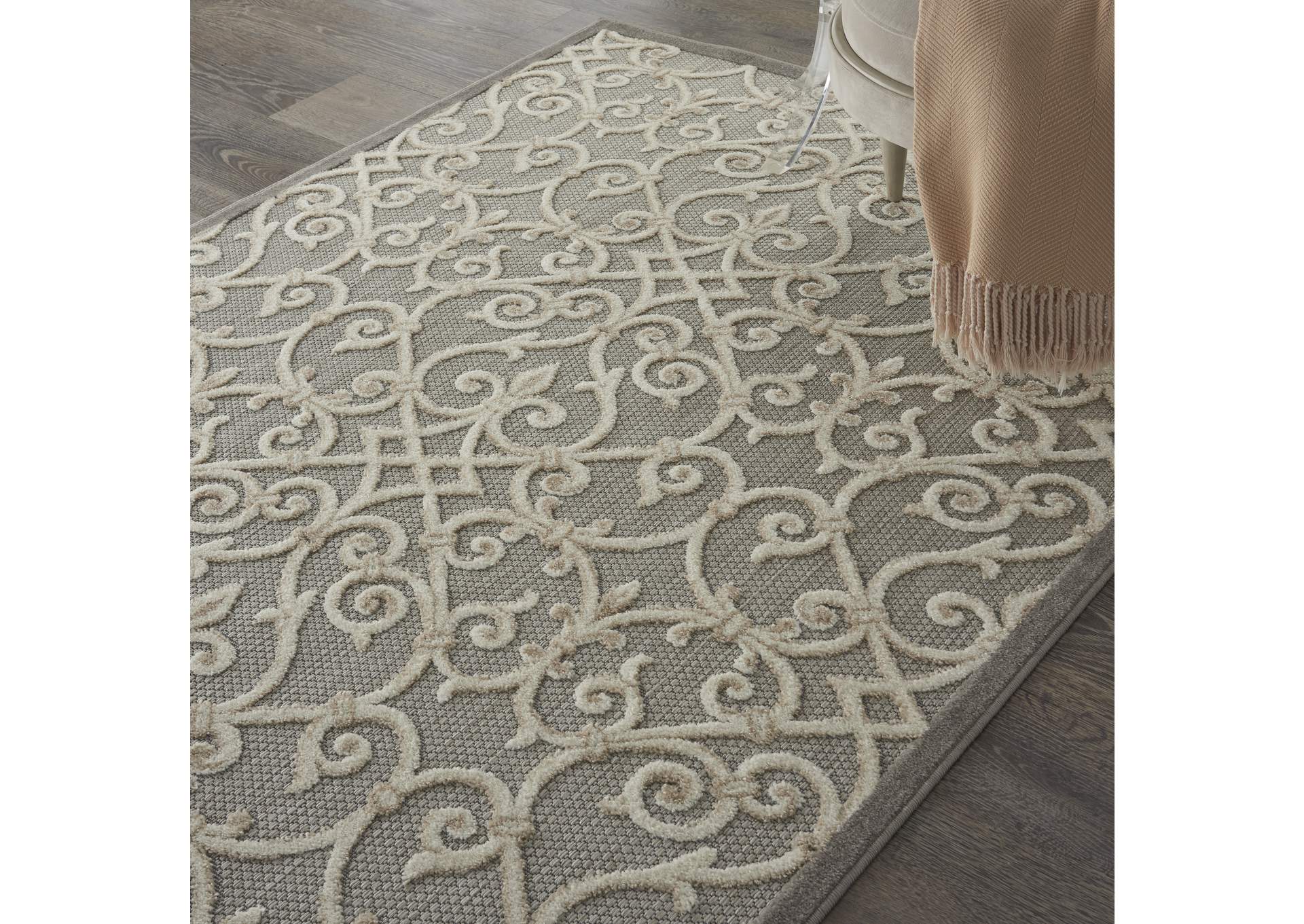 Nourison Aloha 4'x6' Grey Patio Area Rug,Nourison