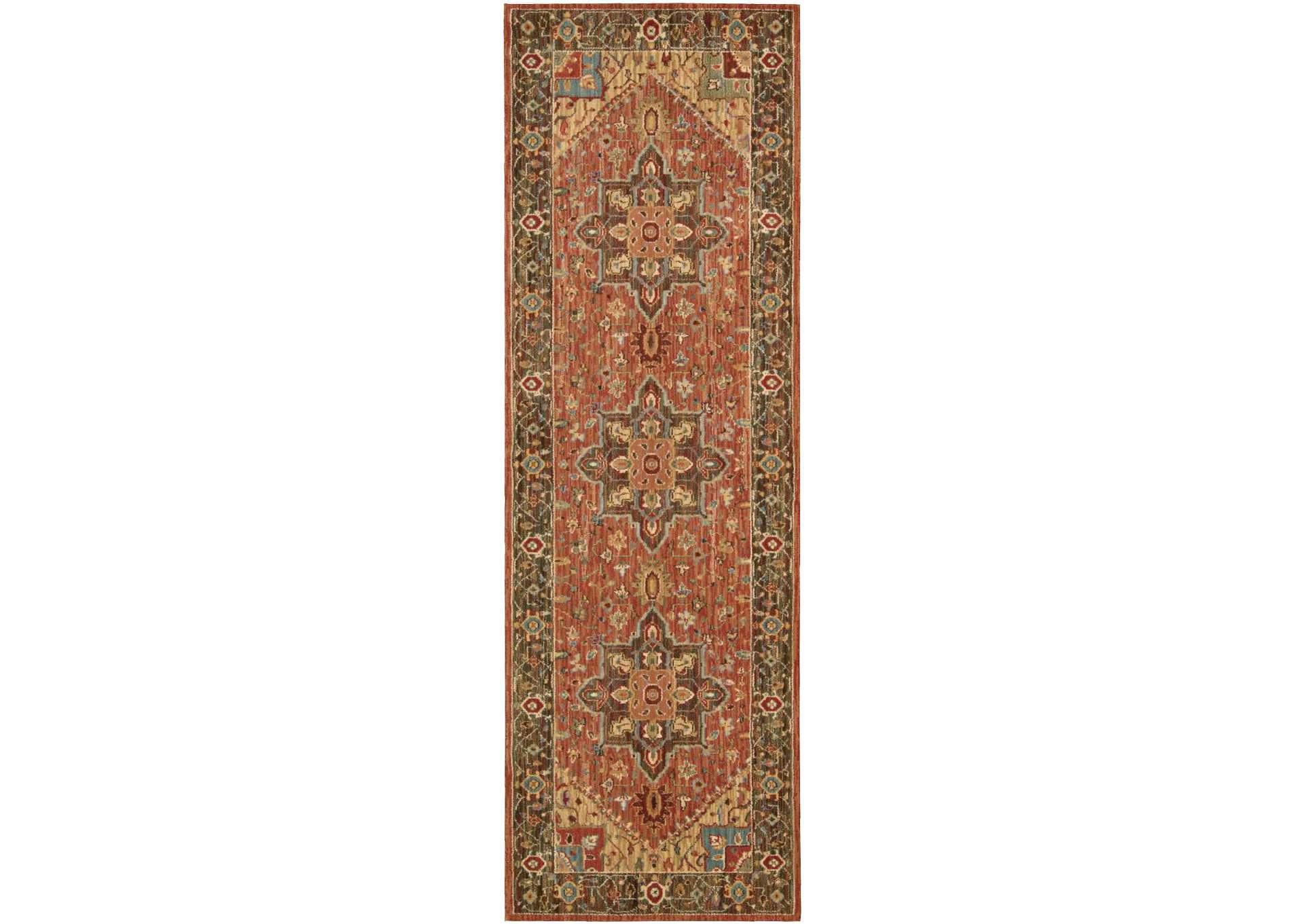 Nourison Living Treasures LI01 Brown 8' Runner Hallway Rug,Nourison