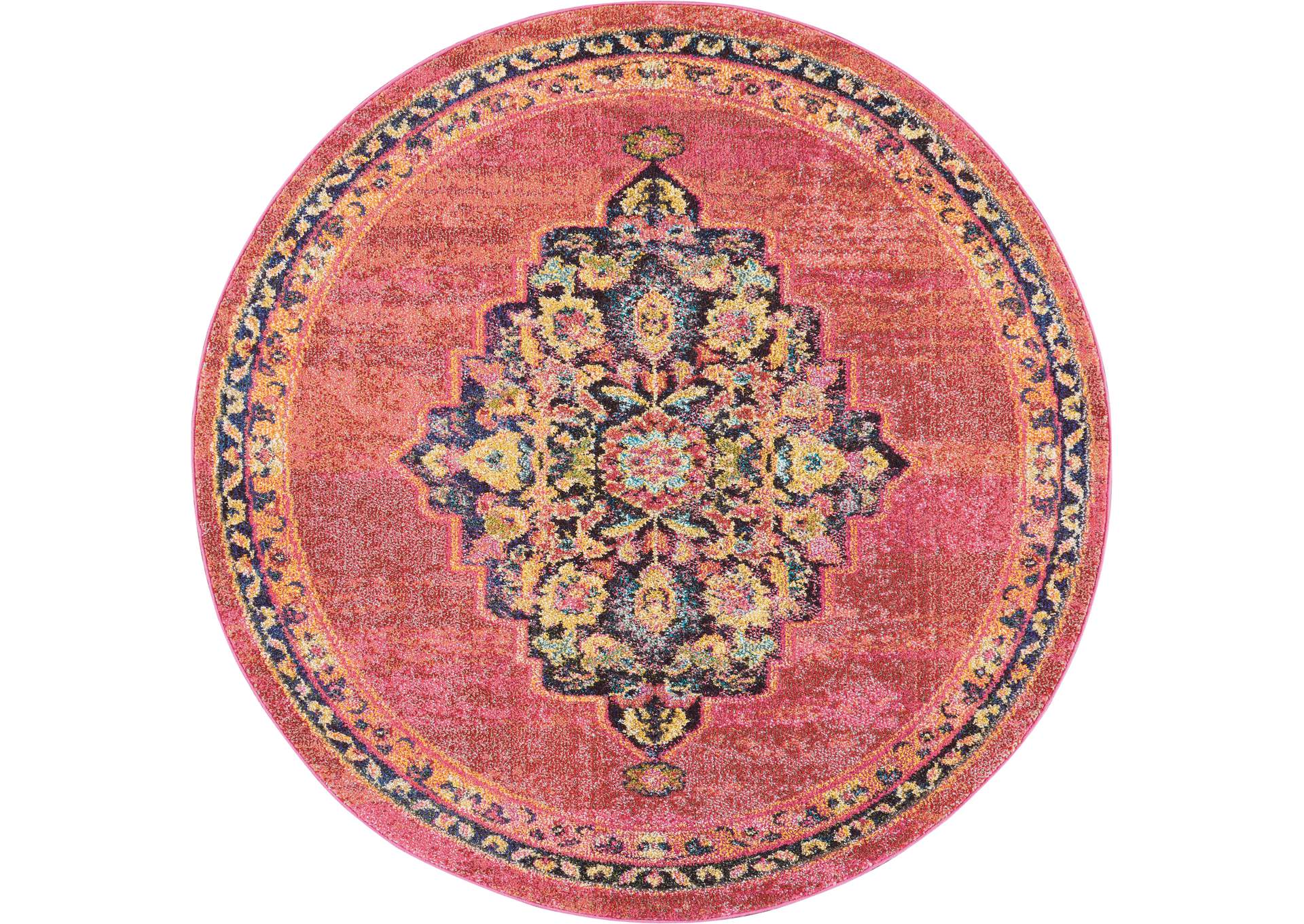Nourison Passionate PST01 Pink Multicolor 5' Round Boho Area Rug,Nourison