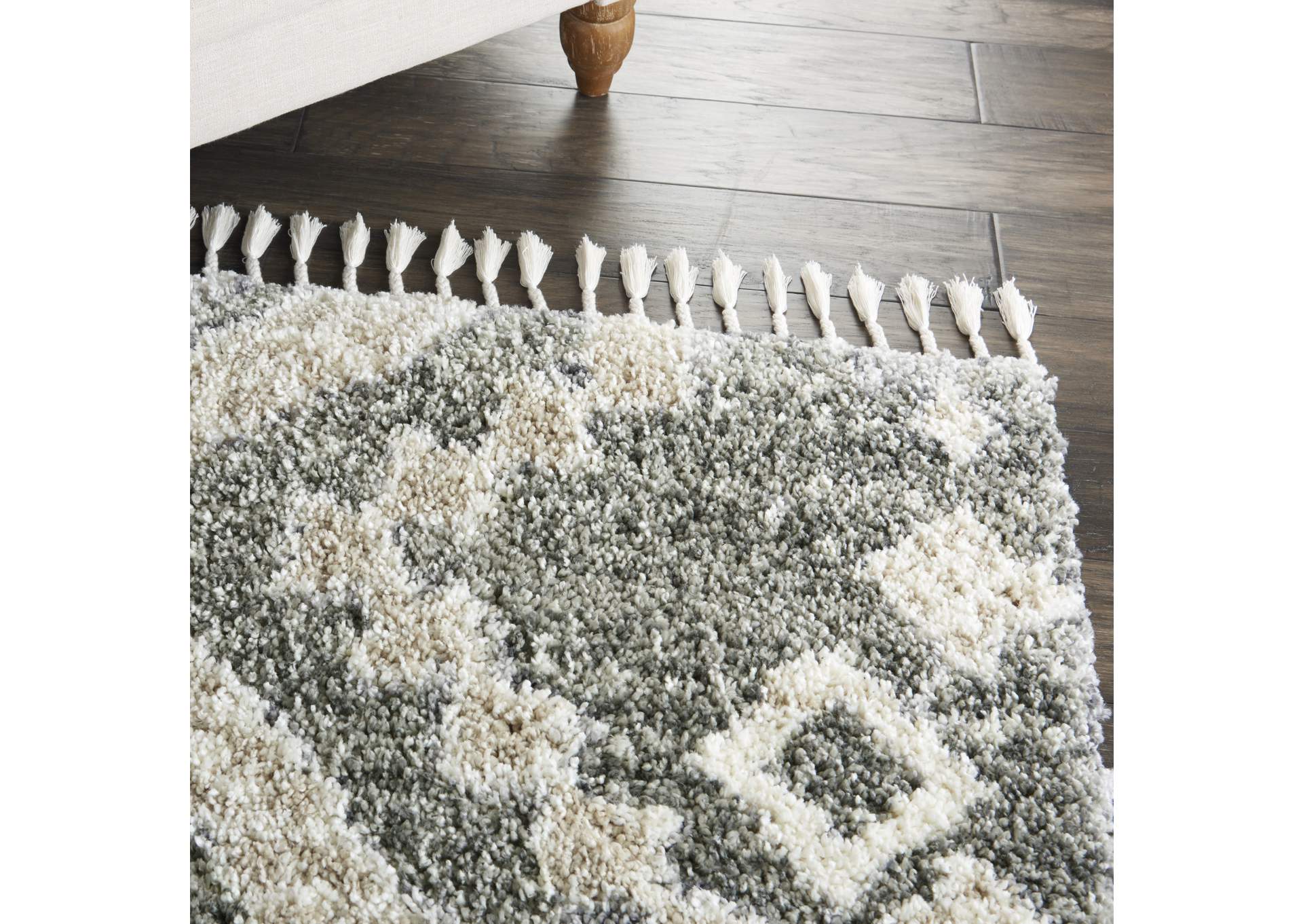 Nourison Oslo Shag OSL02 5'x8' Charcoal Grey Scandinavian Shag Rug,Nourison