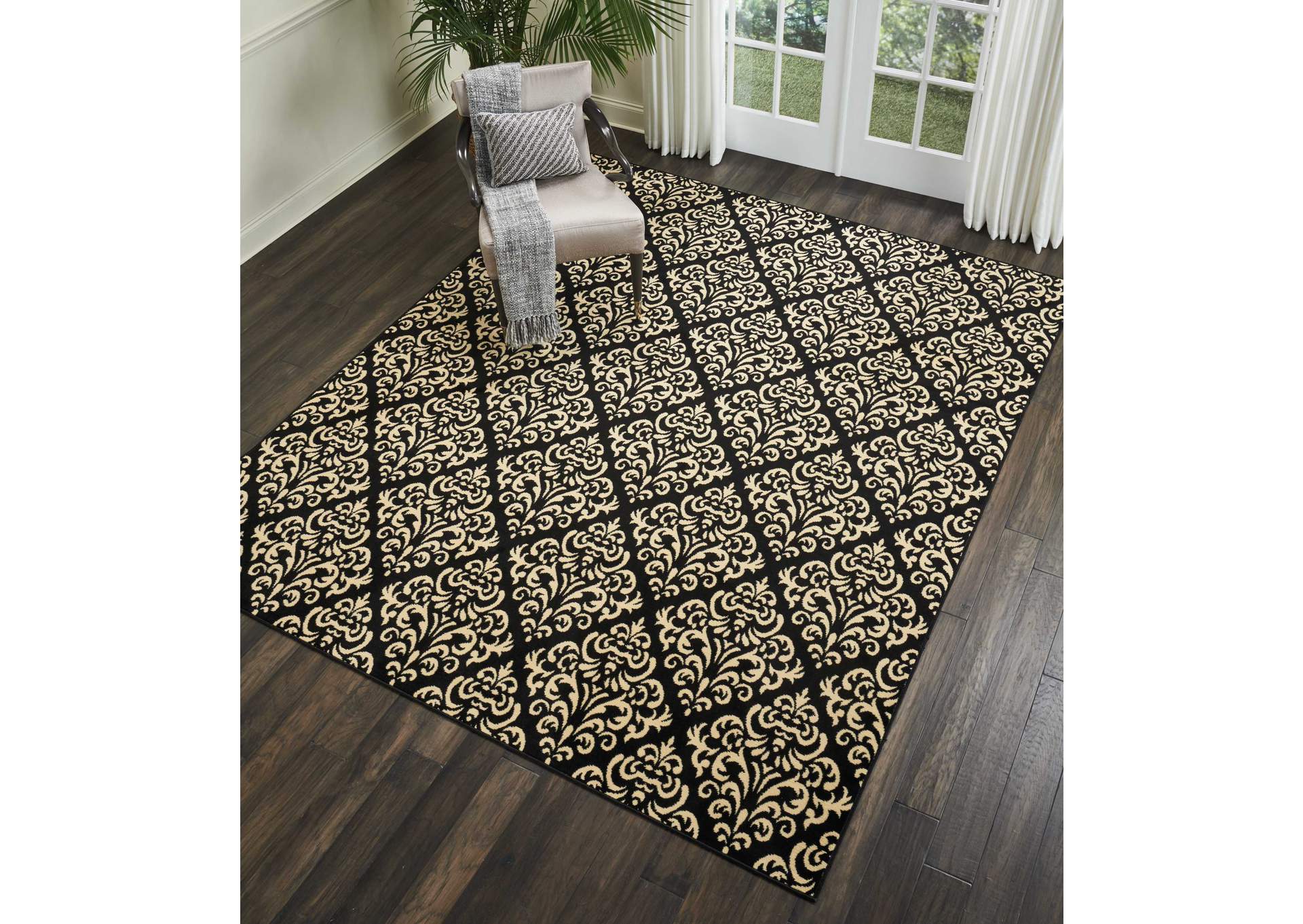 Nourison Grafix GRF06 Black 8'x10' Large Rug,Nourison