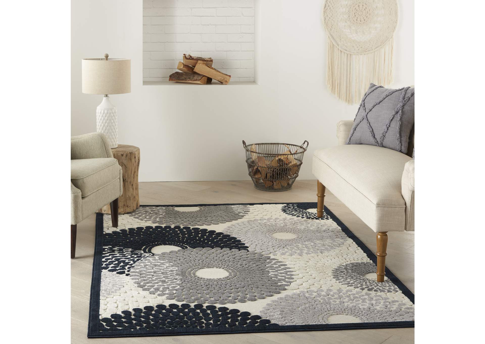 Nourison Graphic Illusions GIL04 Grey 5'x8' Area Rug,Nourison