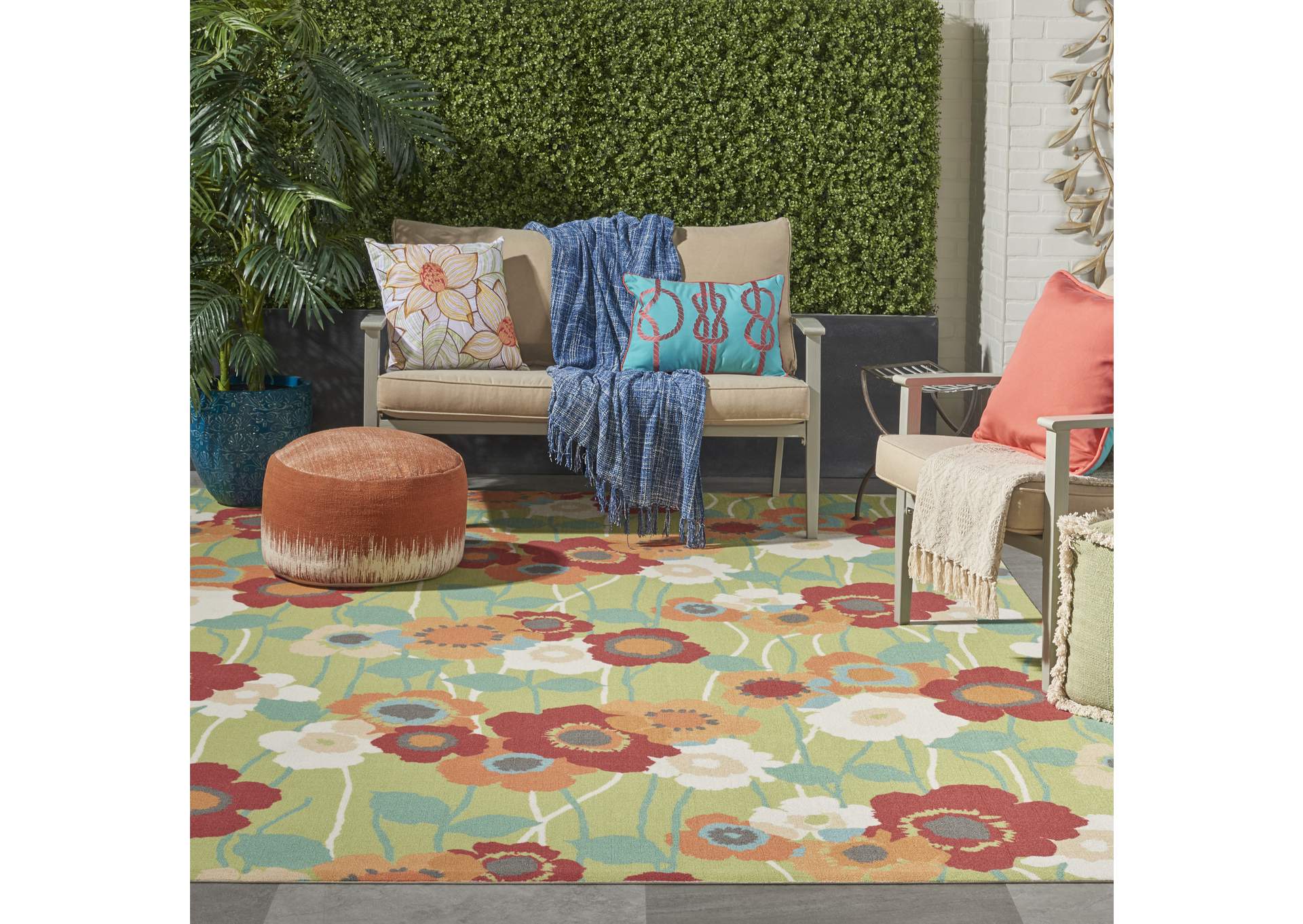 Waverly Sun N Shade SND27 Green 8'x11' Rug,Nourison