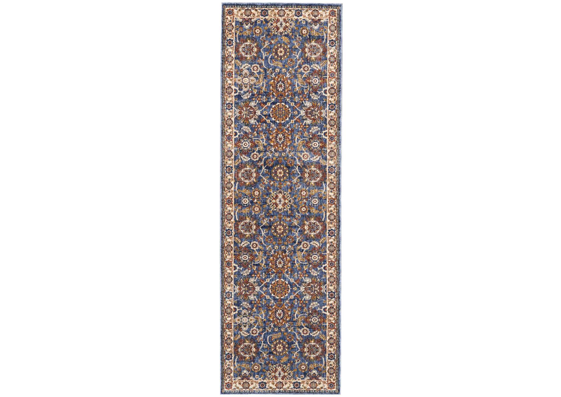Nourison Lagos LAG04 Blue Multicolor 8' Runner Low-pile Hallway Rug,Nourison