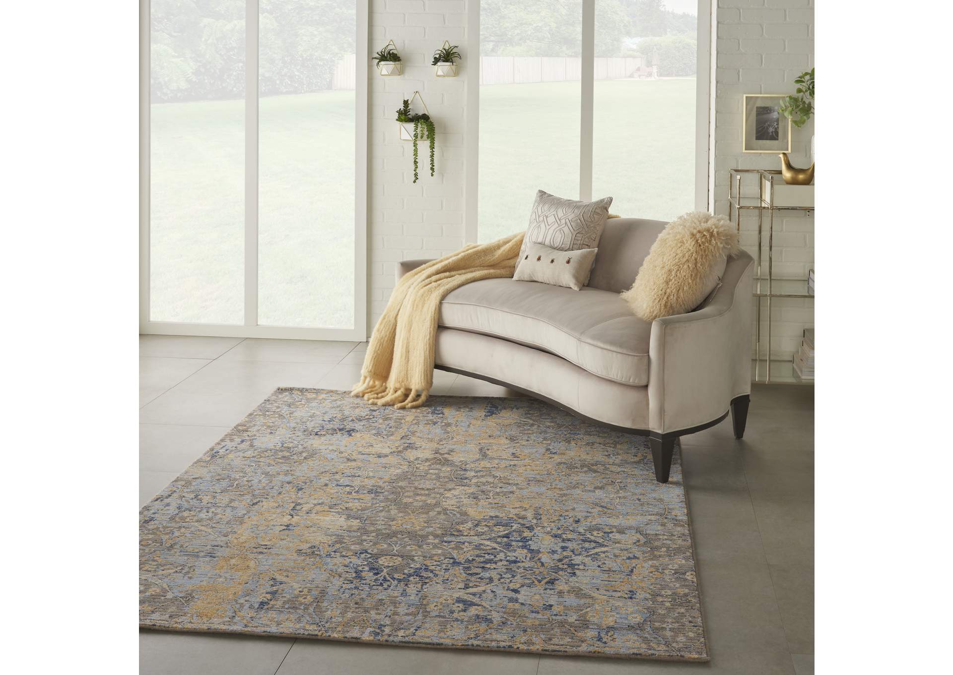 Nourison Majestic 6'x8' Beige and Blue Vintage Area Rug,Nourison