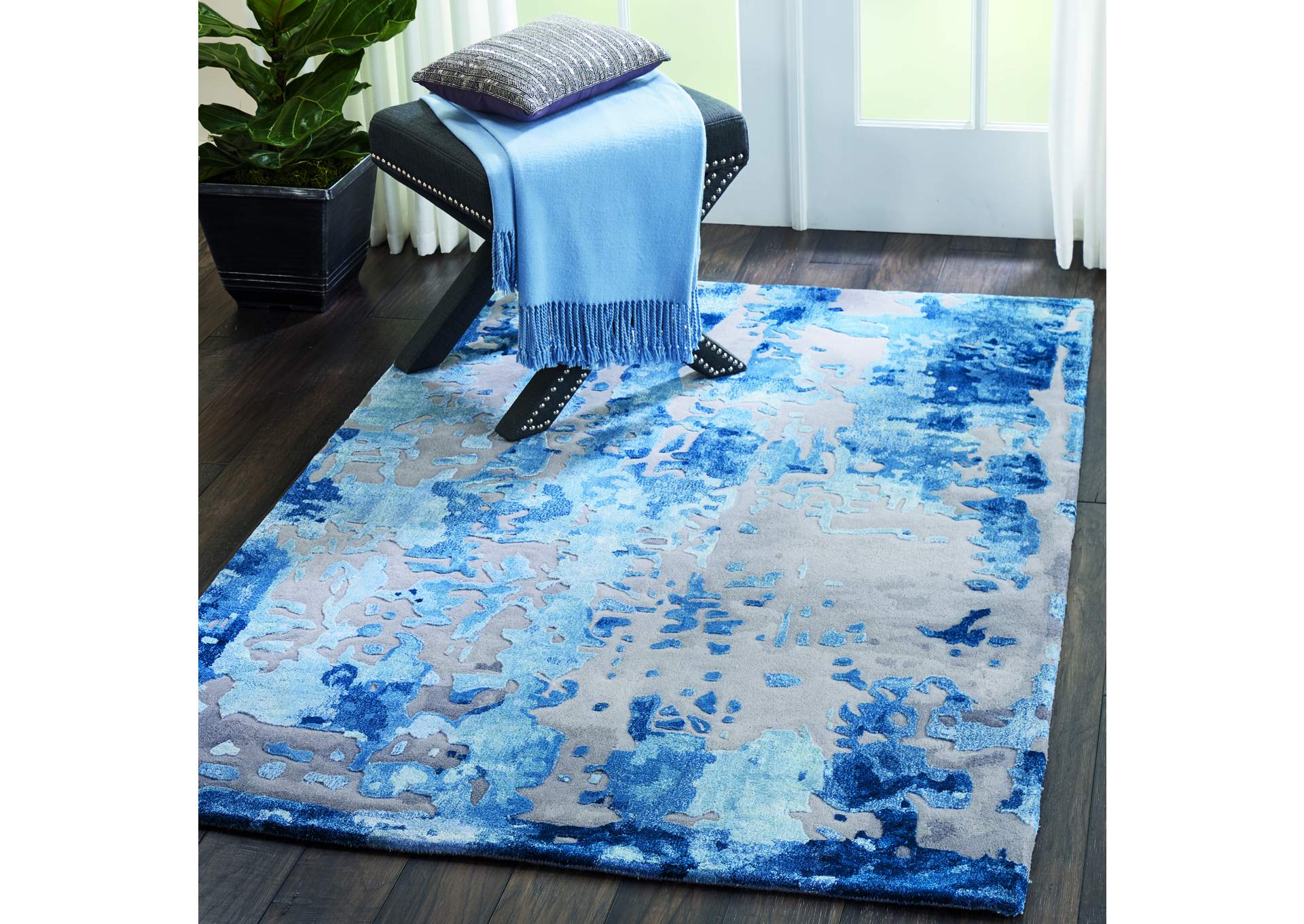 Nourison Prismatic 4'x6' Blue Grey Area Rug,Nourison