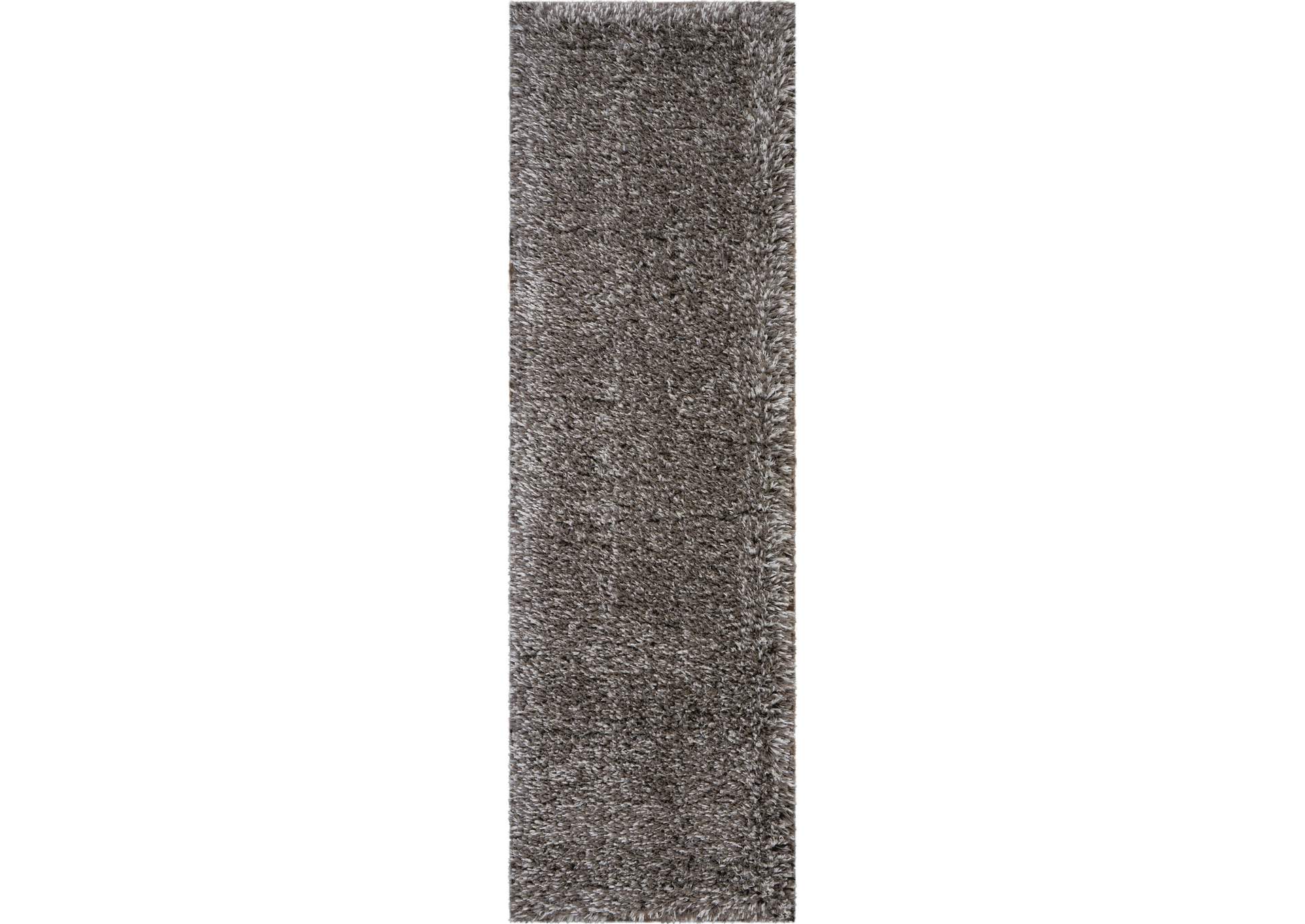 Nourison Luxe Shag LXS01 Charcoal Grey 8' Runner Hallway Rug,Nourison