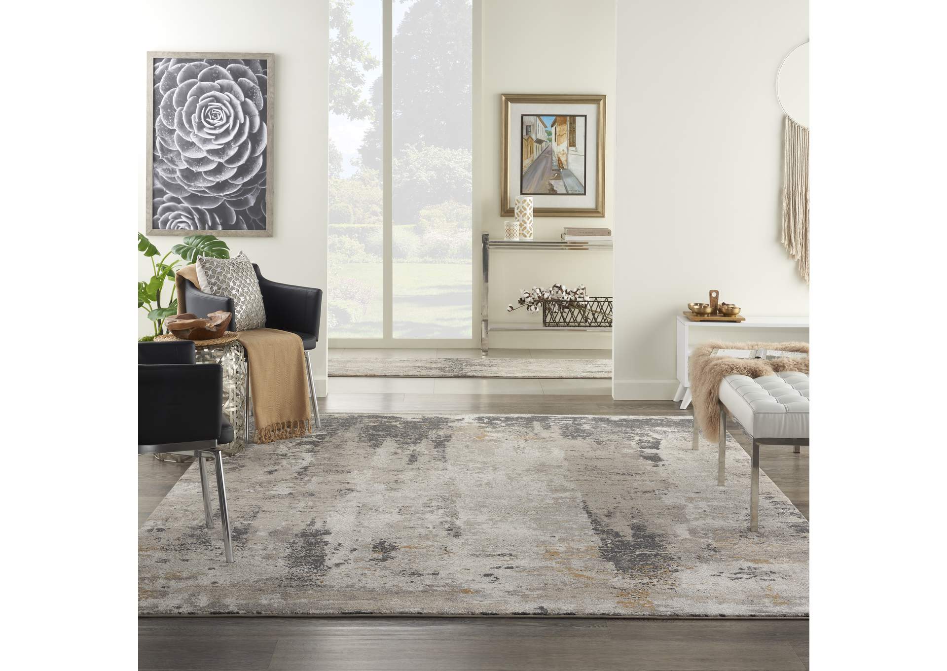 Nourison Tangra 8'x10' Cream Grey Area Rug,Nourison