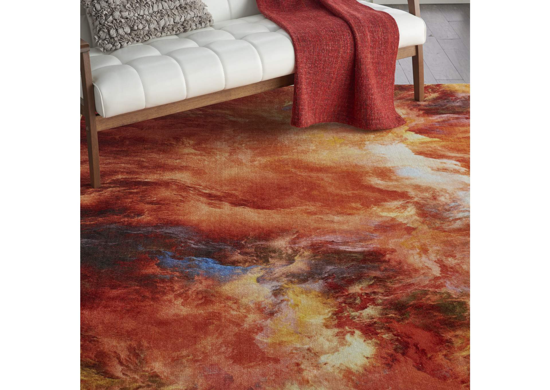 Nourison Le Reve LER05 Orange 8'x10' Large Fiery Clouds Rug,Nourison