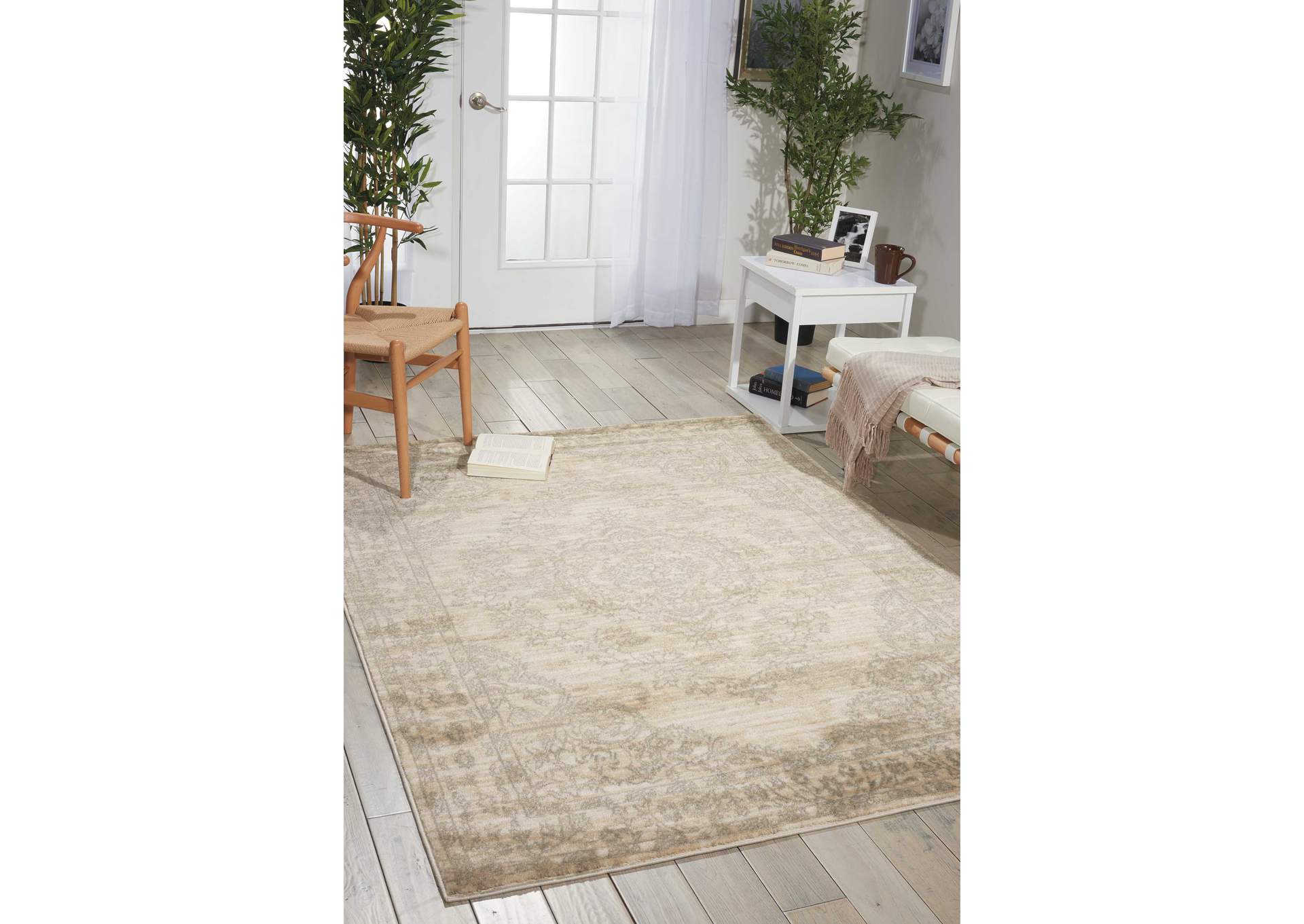 Nourison Euphoria EUP04 White and Beige 8'x10' Large Rug,Nourison