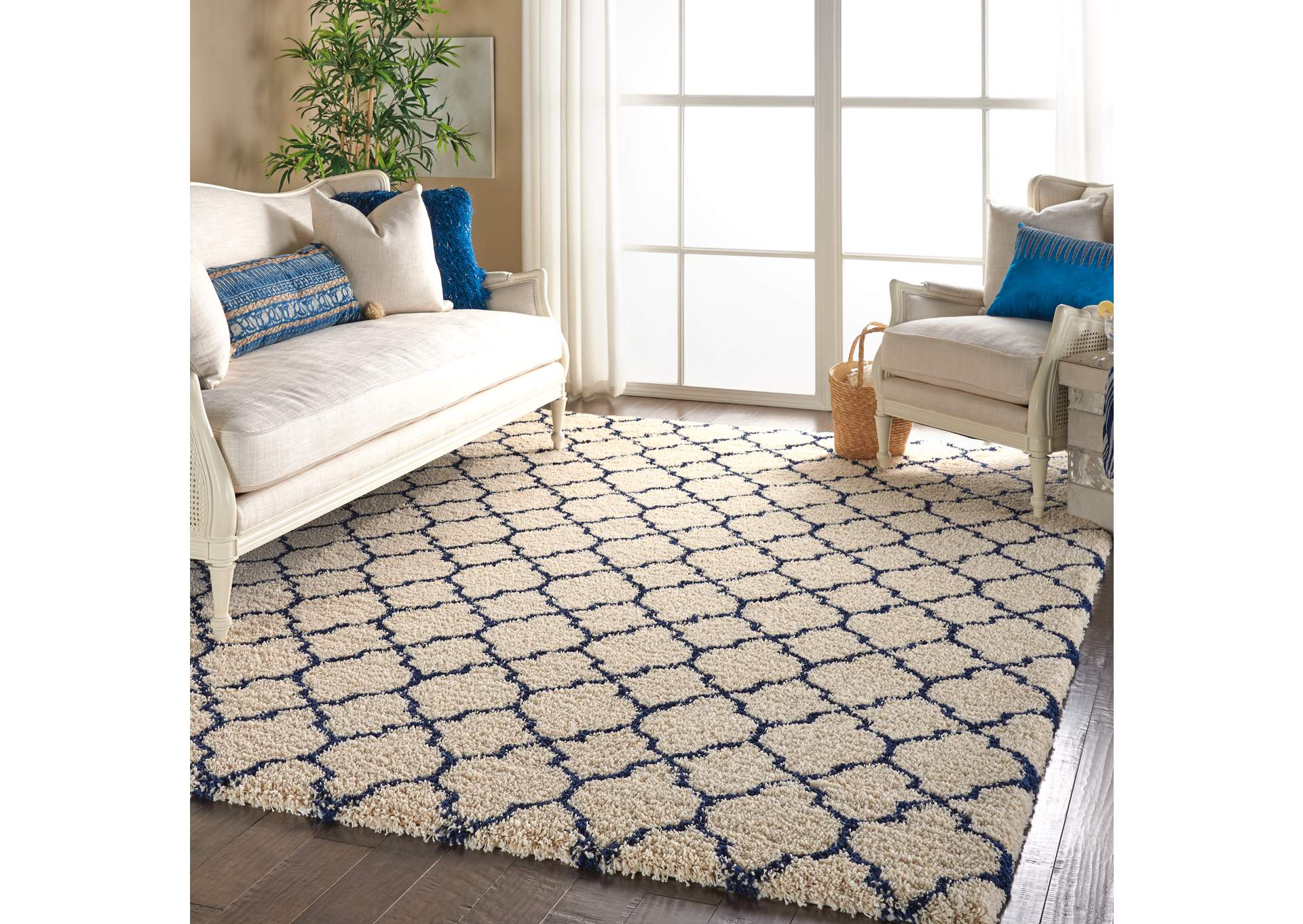 Nourison Amore AMOR2 Blue and Ivory 7'x10' Rug,Nourison