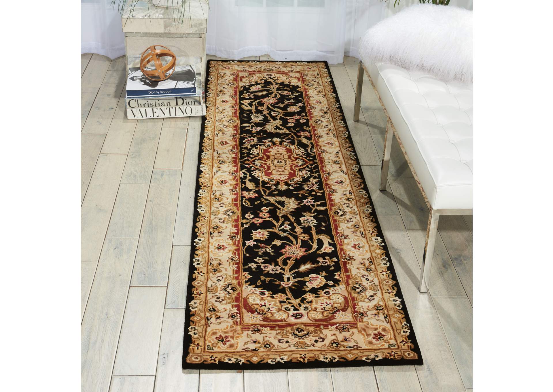 Nourison 2000 2028 Black 8' Runner Area Rug,Nourison