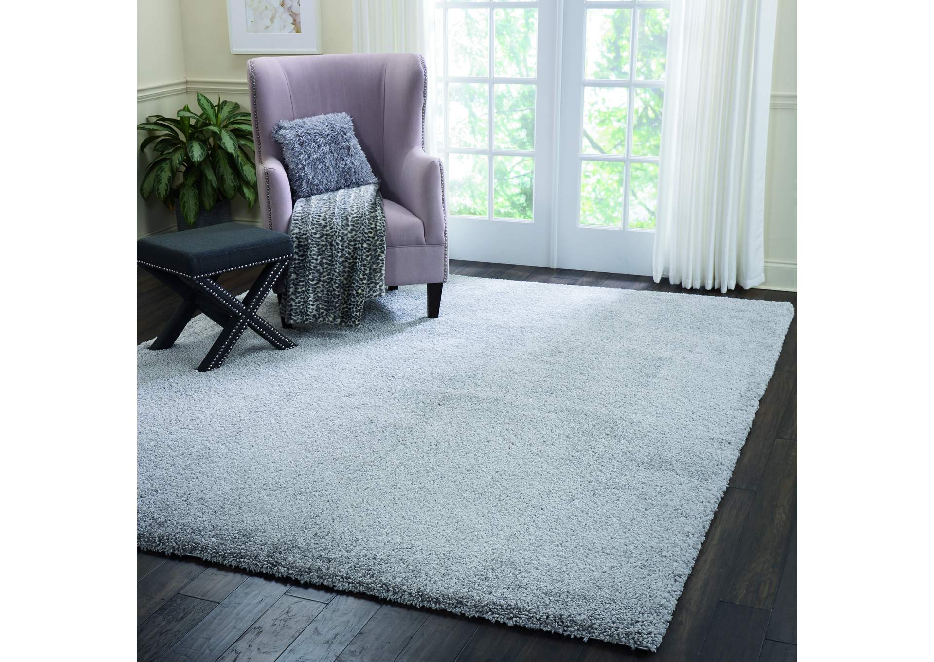 Nourison Malibu Shag MSG01 Grey 8'x10' Large Rug,Nourison