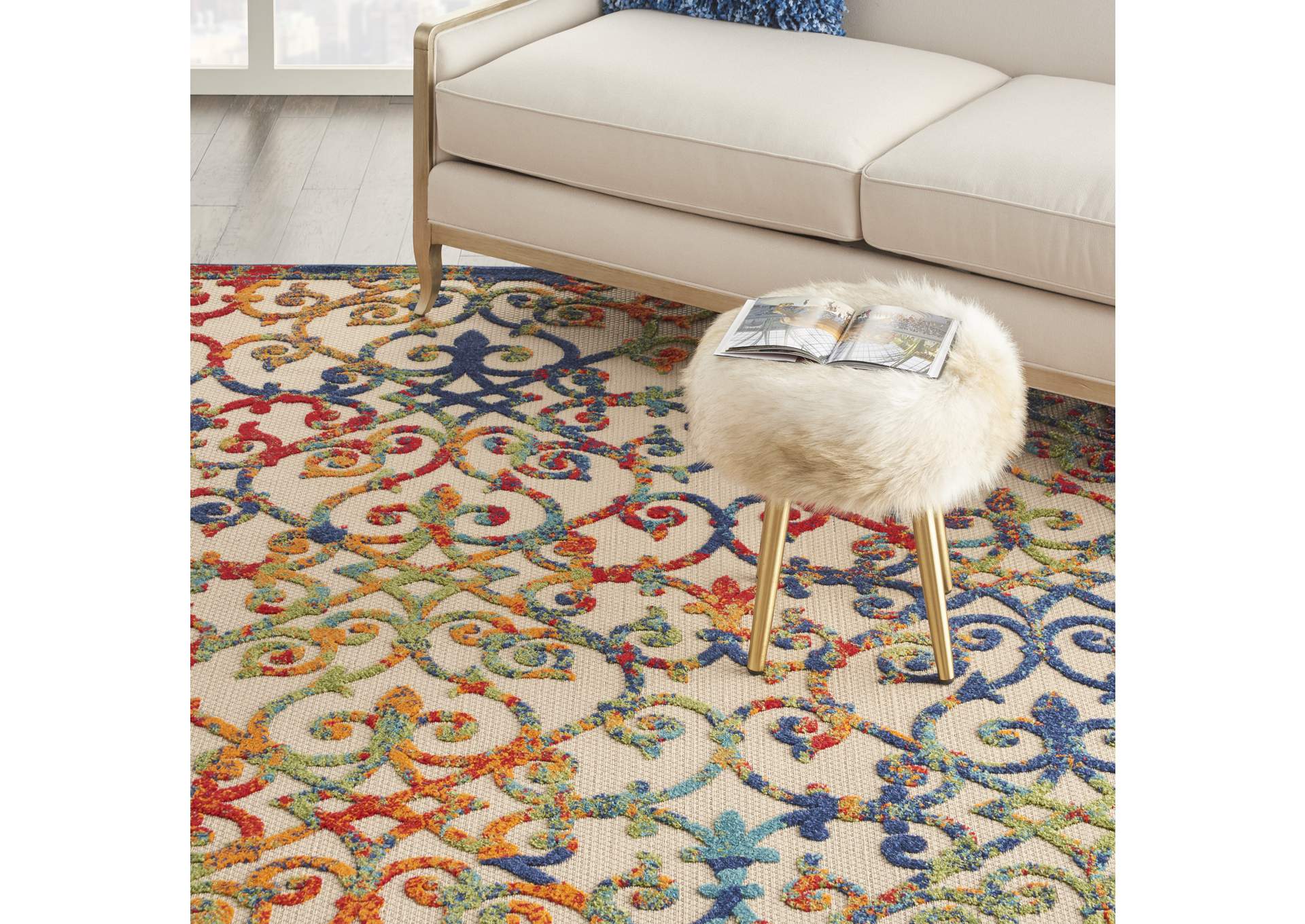 Nourison Aloha ALH21 8'x11' Multicolor Easy-care Indoor-outdoor Rug,Nourison