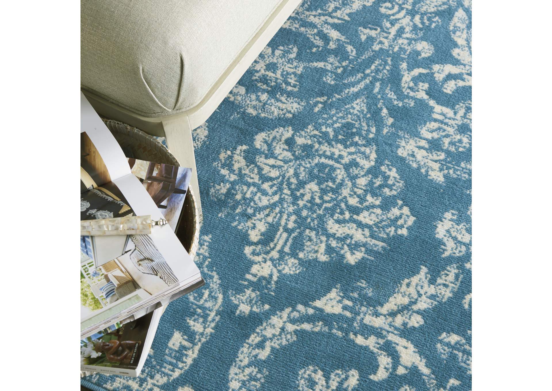 Nourison Jubilant JUB09 Blue 6'x9' Farmhouse Area Rug,Nourison