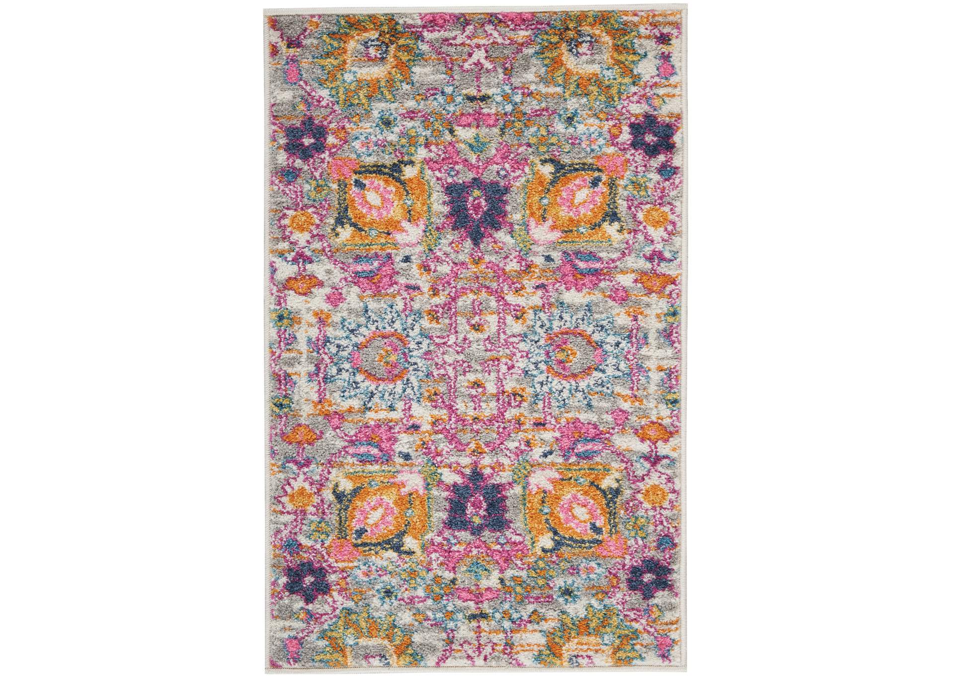 Nourison Passion 2' X 3' Pink and Grey Small Boho Area Rug,Nourison